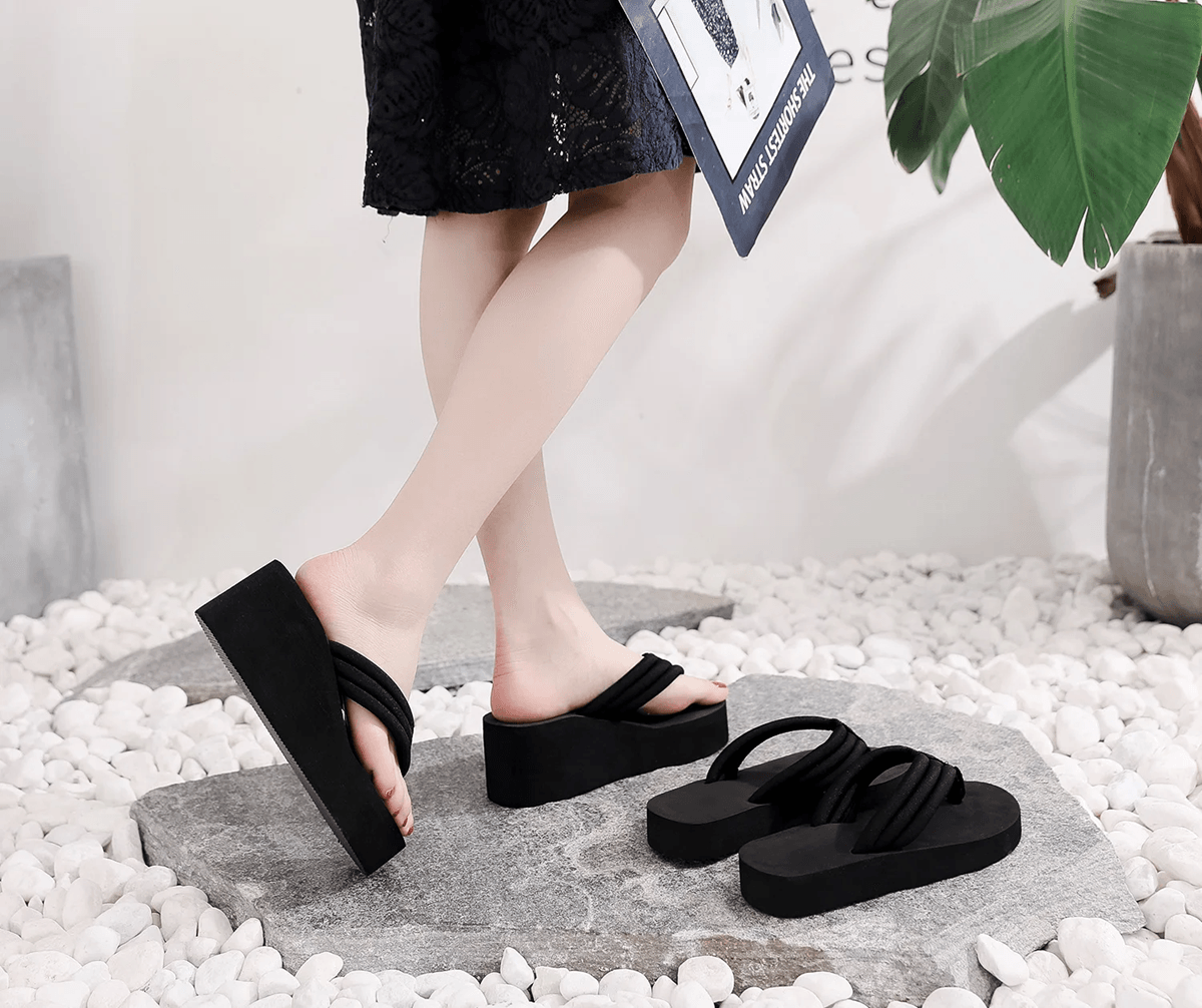 ElevateEase Women Wedge Flip Flops Platform Summer Sandals