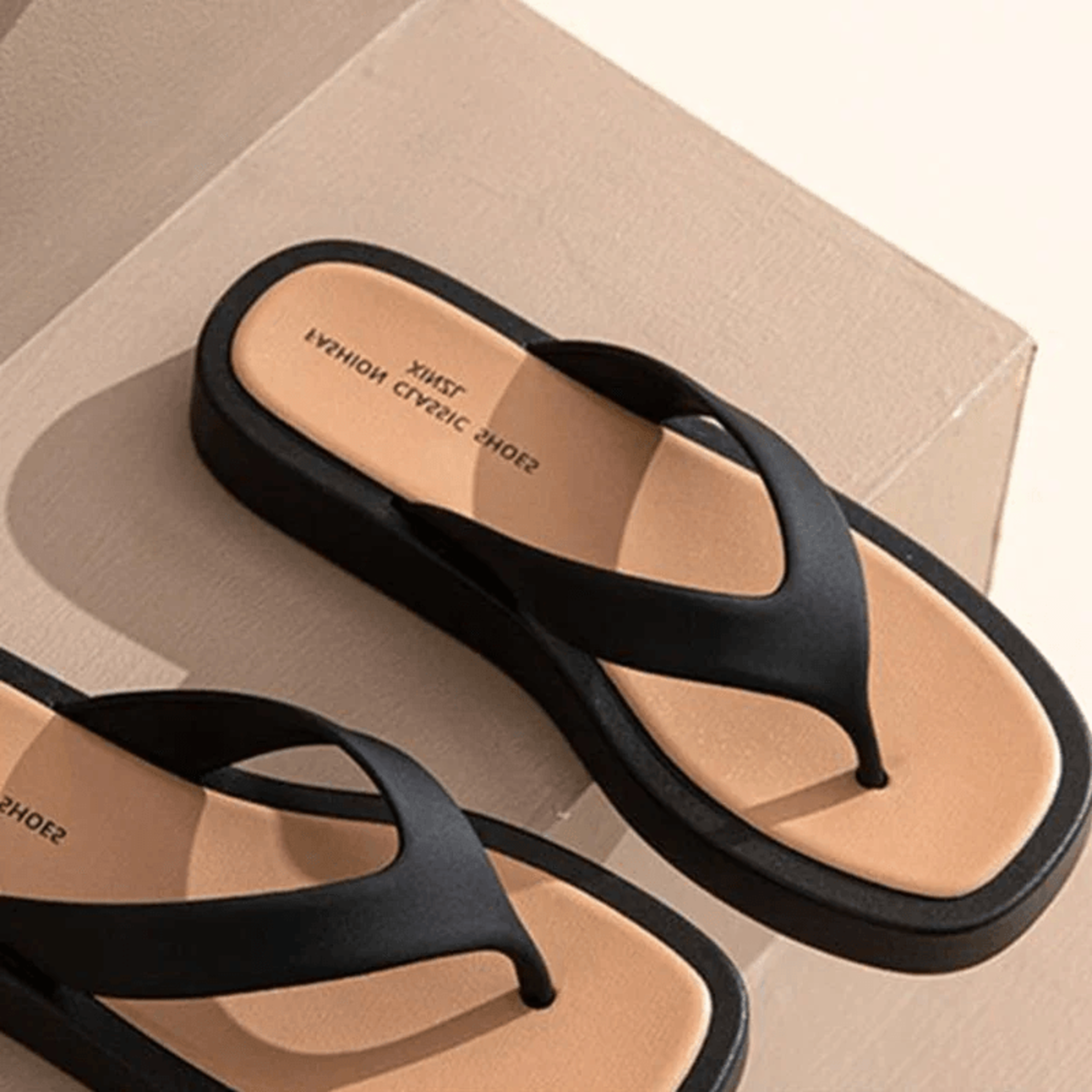 MonoLift Women Platform Flip Flops Thick Bottom Leather Sandals