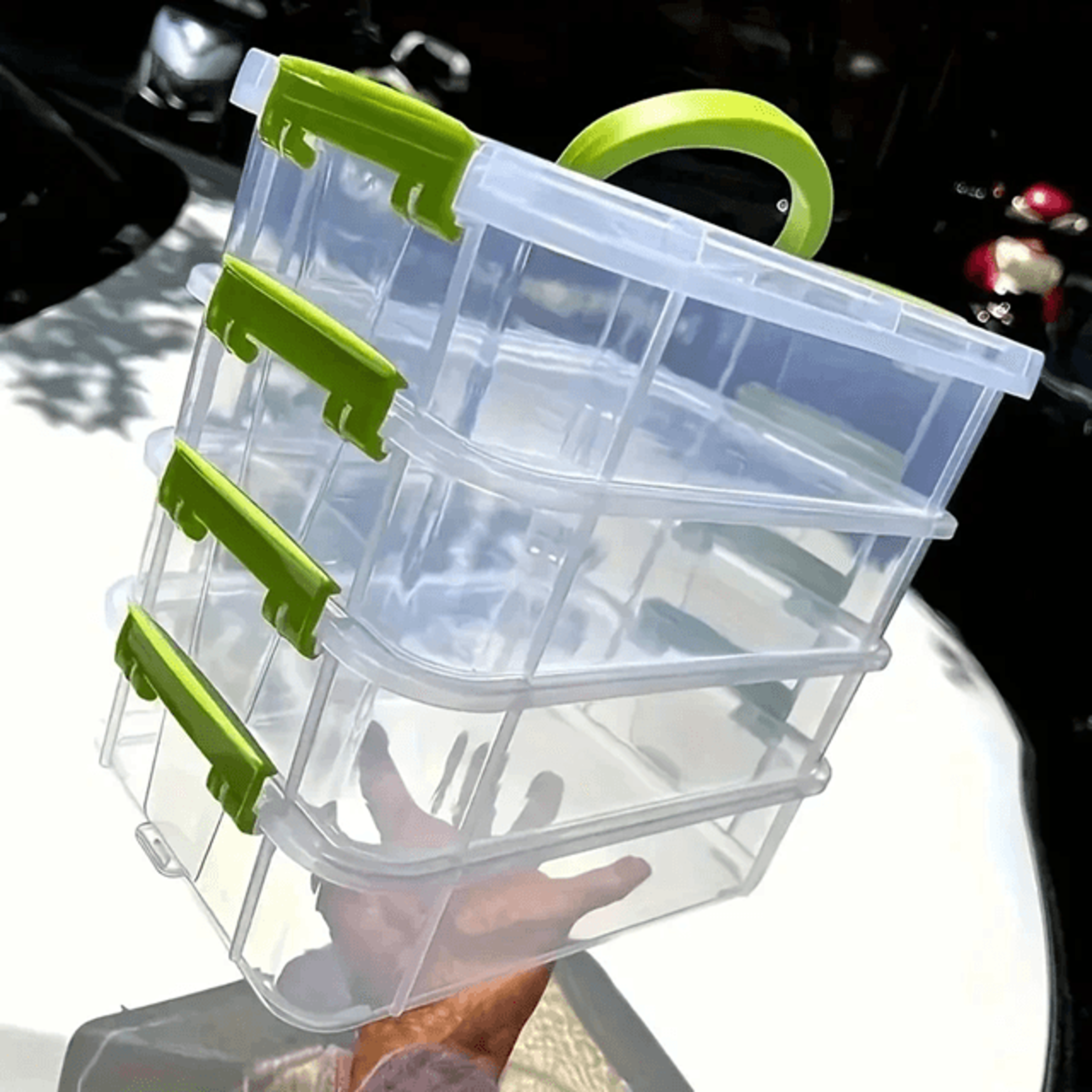 4 layer transparent makeup organizer box stackable desk storage drawers