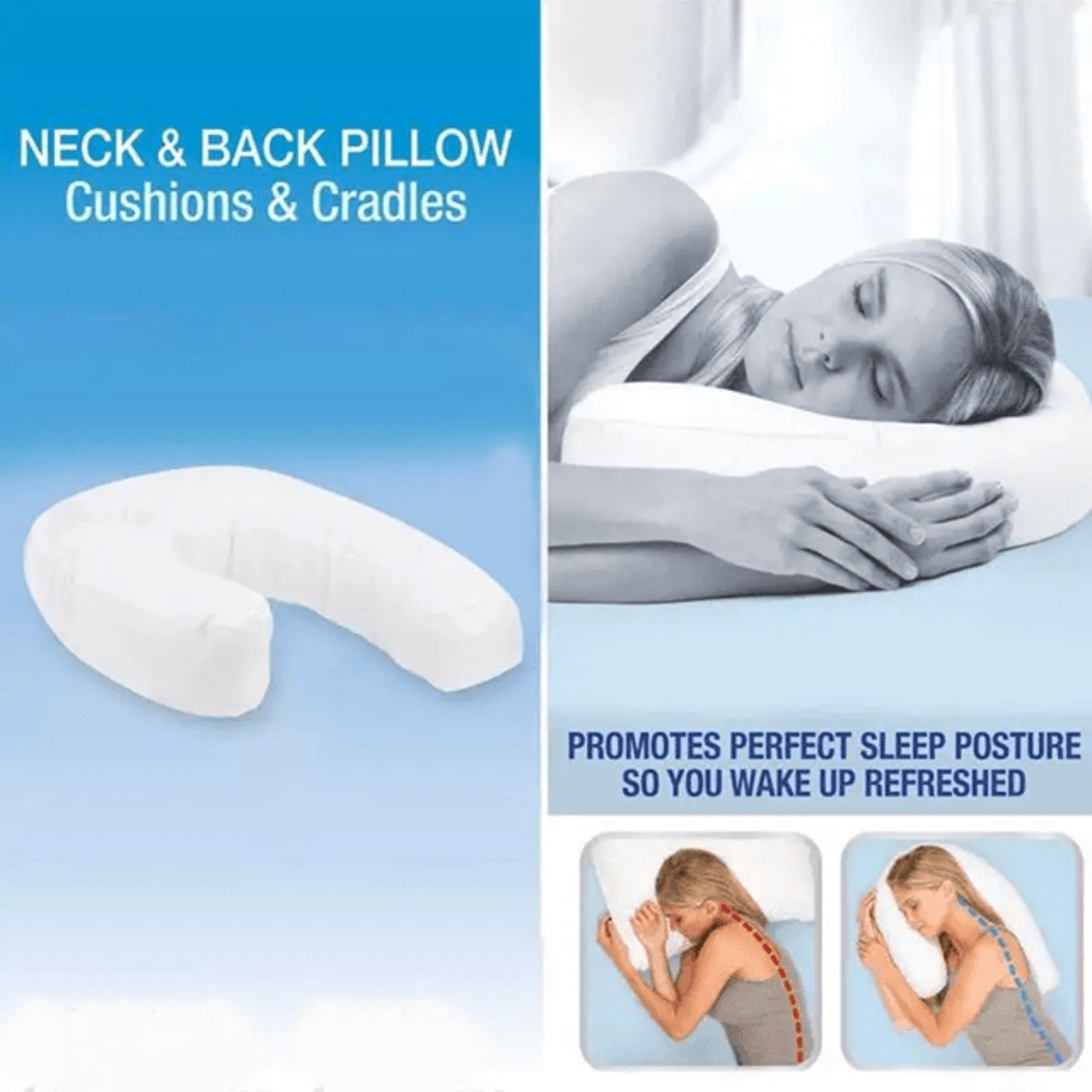 U Shaped Neck Support Pillow for Spine Protection and Side Sleepers