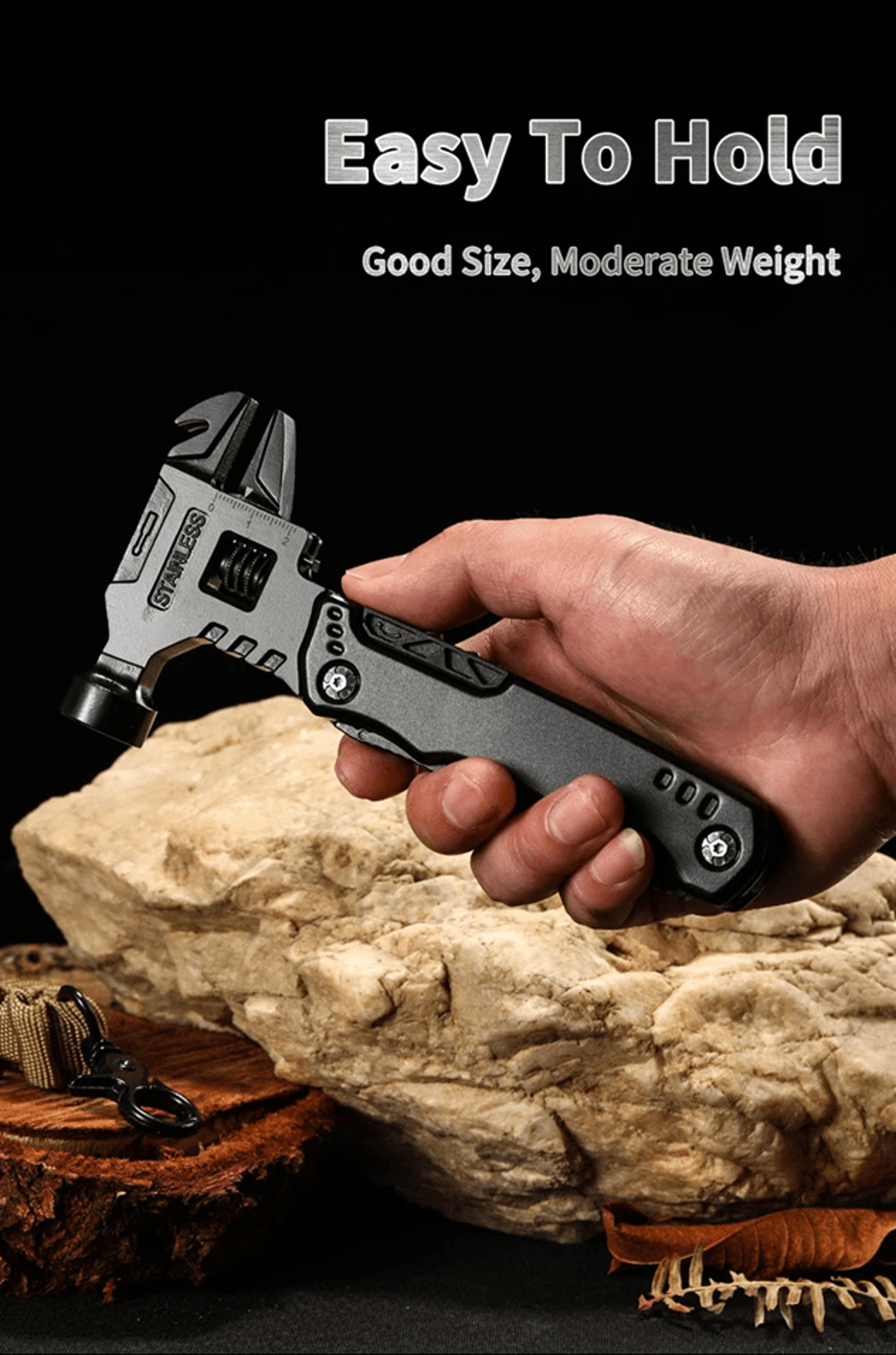 multifunctional camping survival multi tool hammer wrench knife