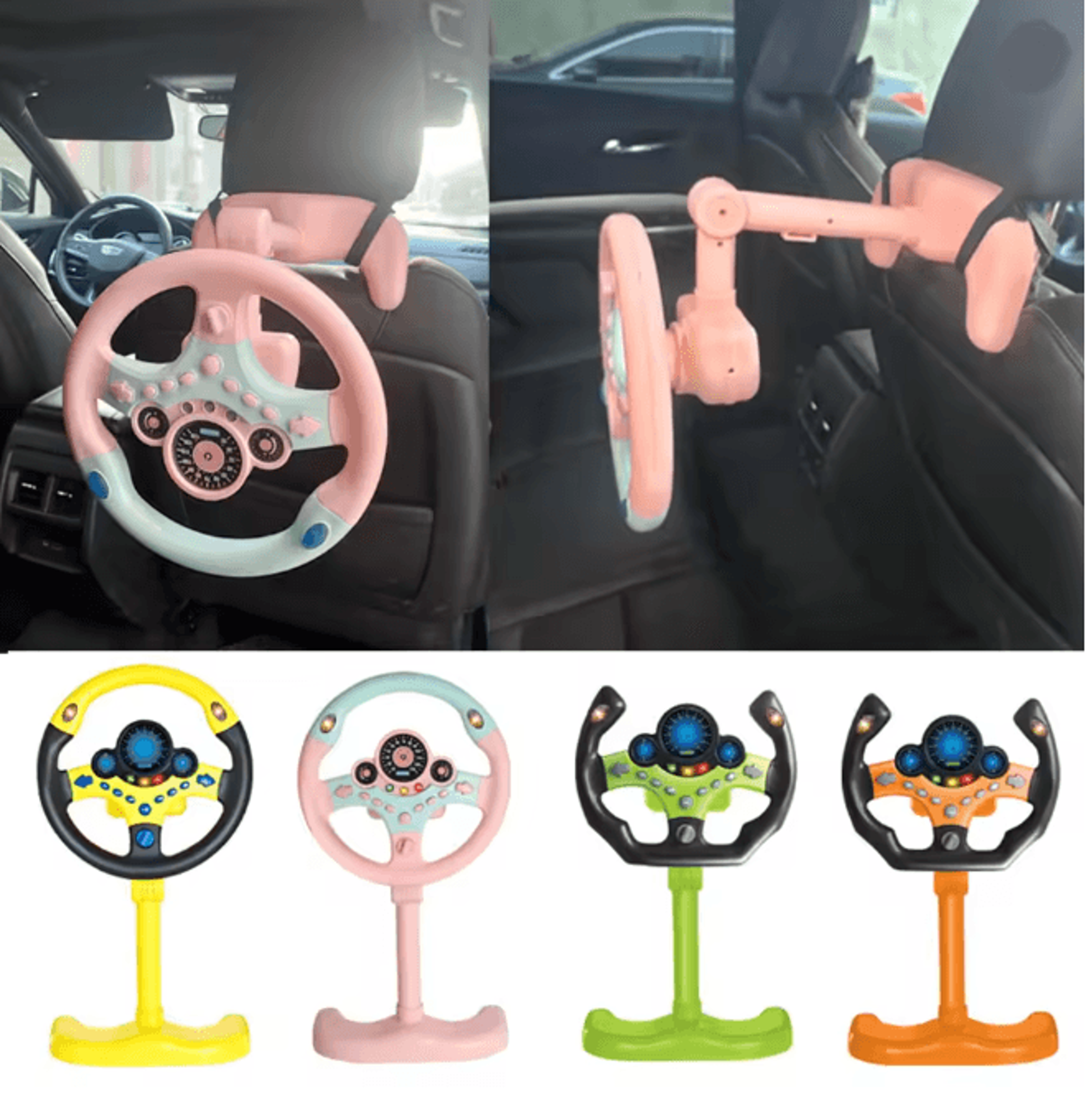 kids interactive steering wheel toy with lights and sound