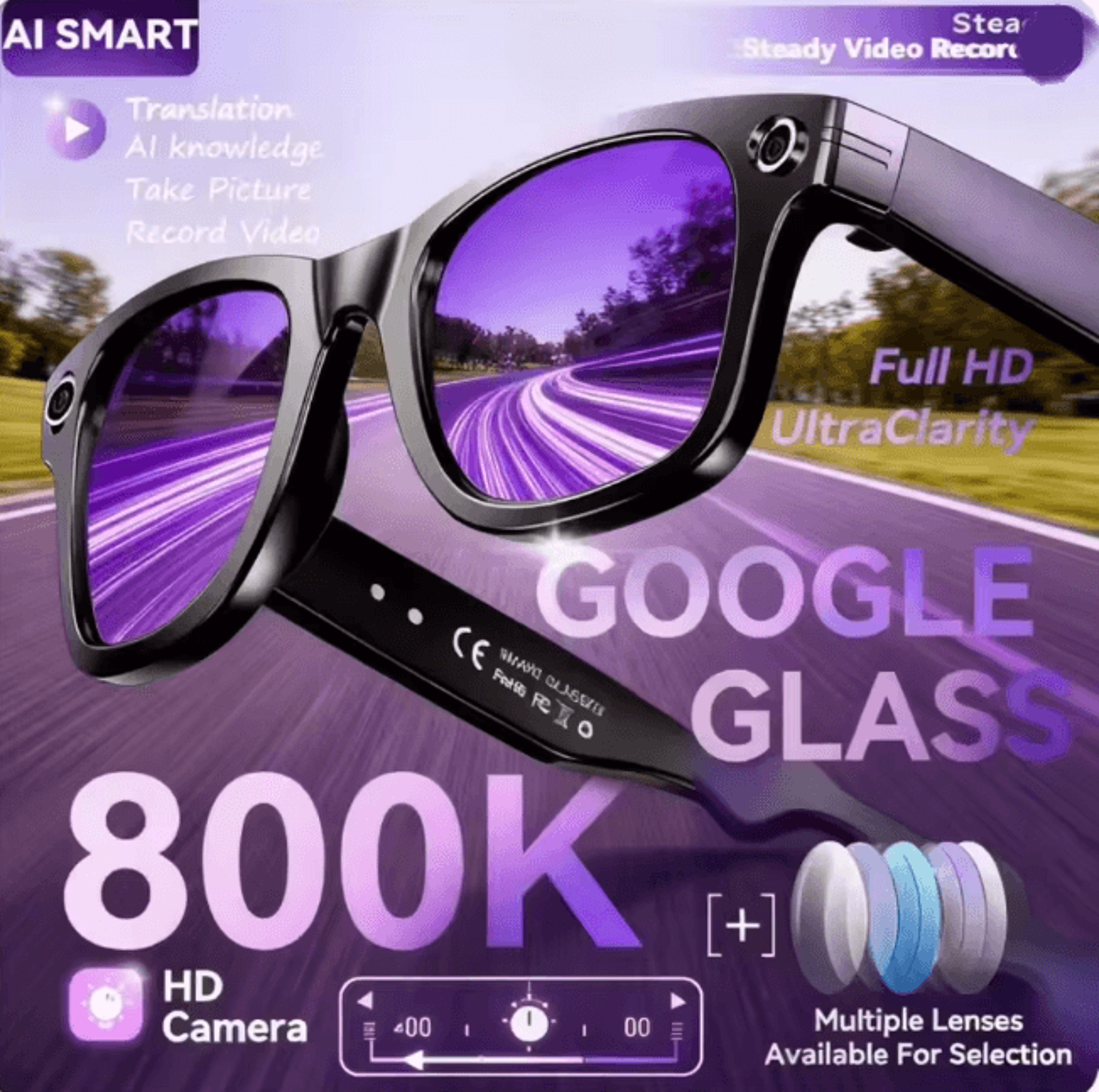 visionpro ai camera smart glasses with translation and call function
