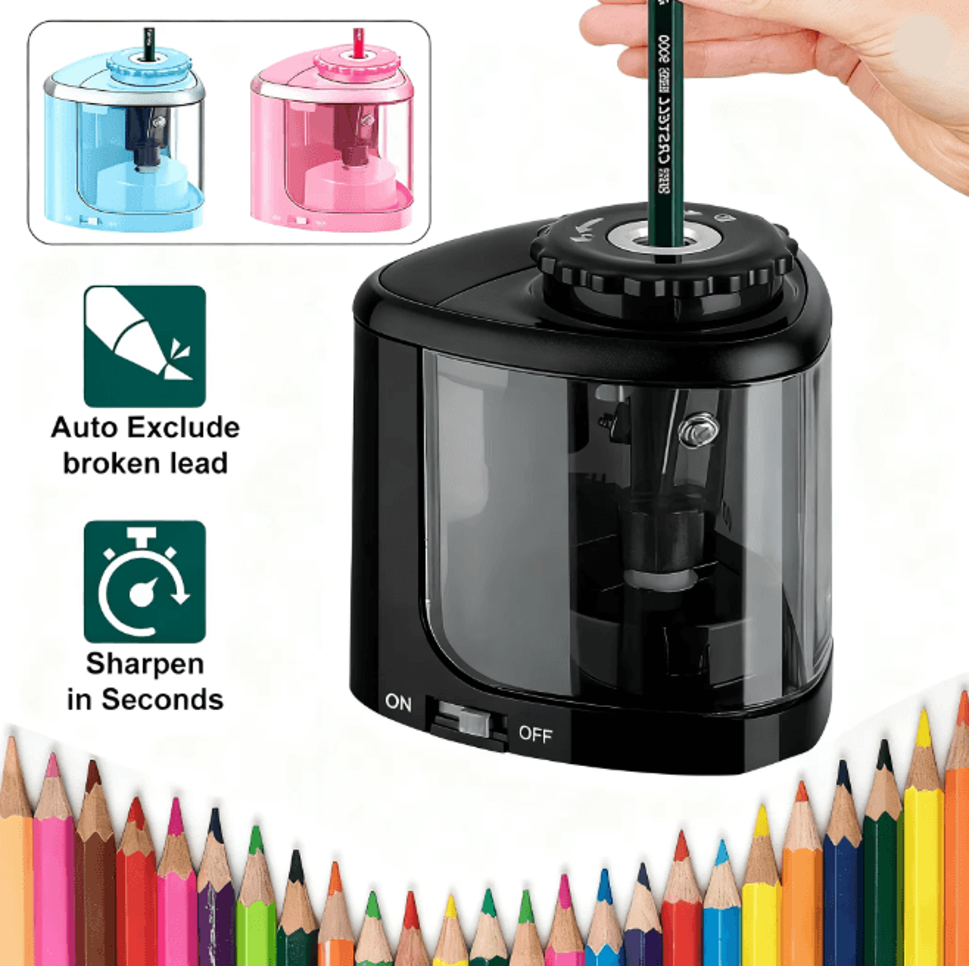 tenwin electric pencil sharpener portable desktop automatic sharpener for school and office