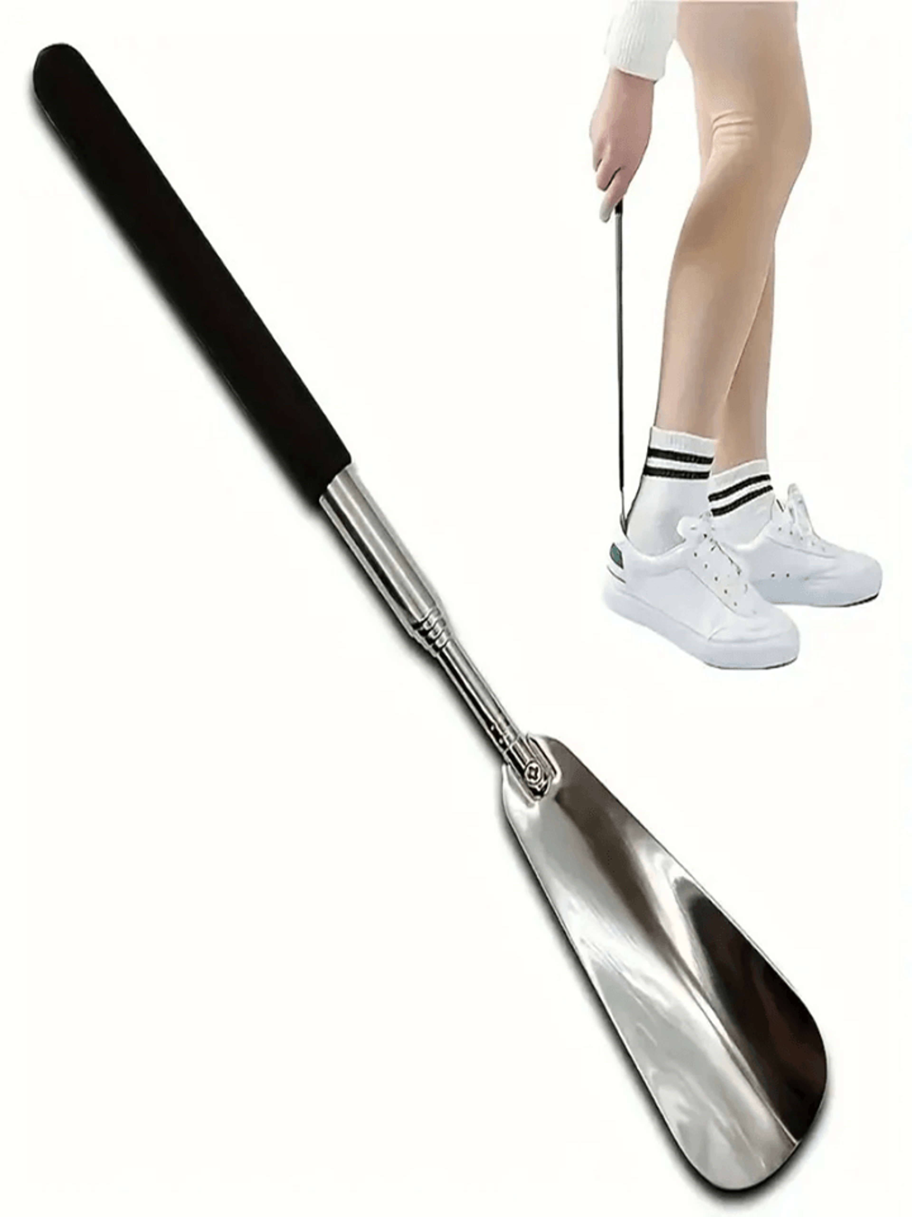 extendable long handle shoe horn adjustable stainless steel shoehorn