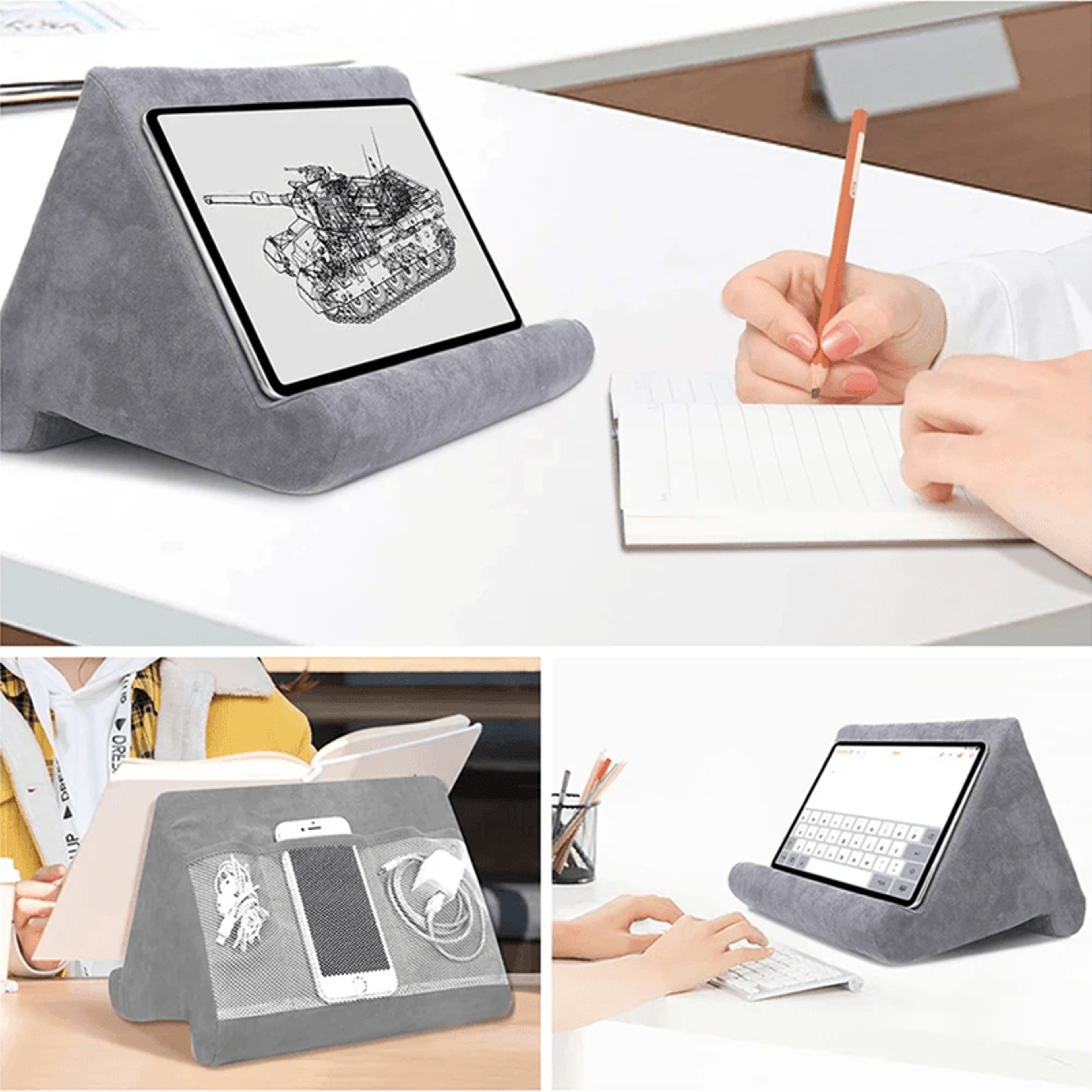 Multi Angle Tablet Pillow Stand Soft Lap Holder for iPad and Phones