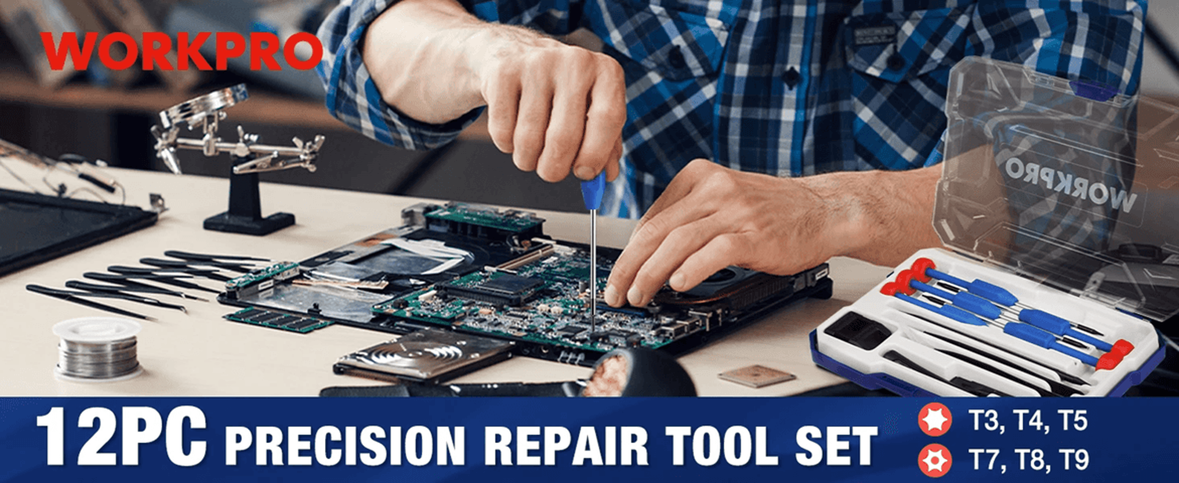 WORKPRO 12 in 1 Torx Precision Screwdriver Set for Electronics and Small Repairs