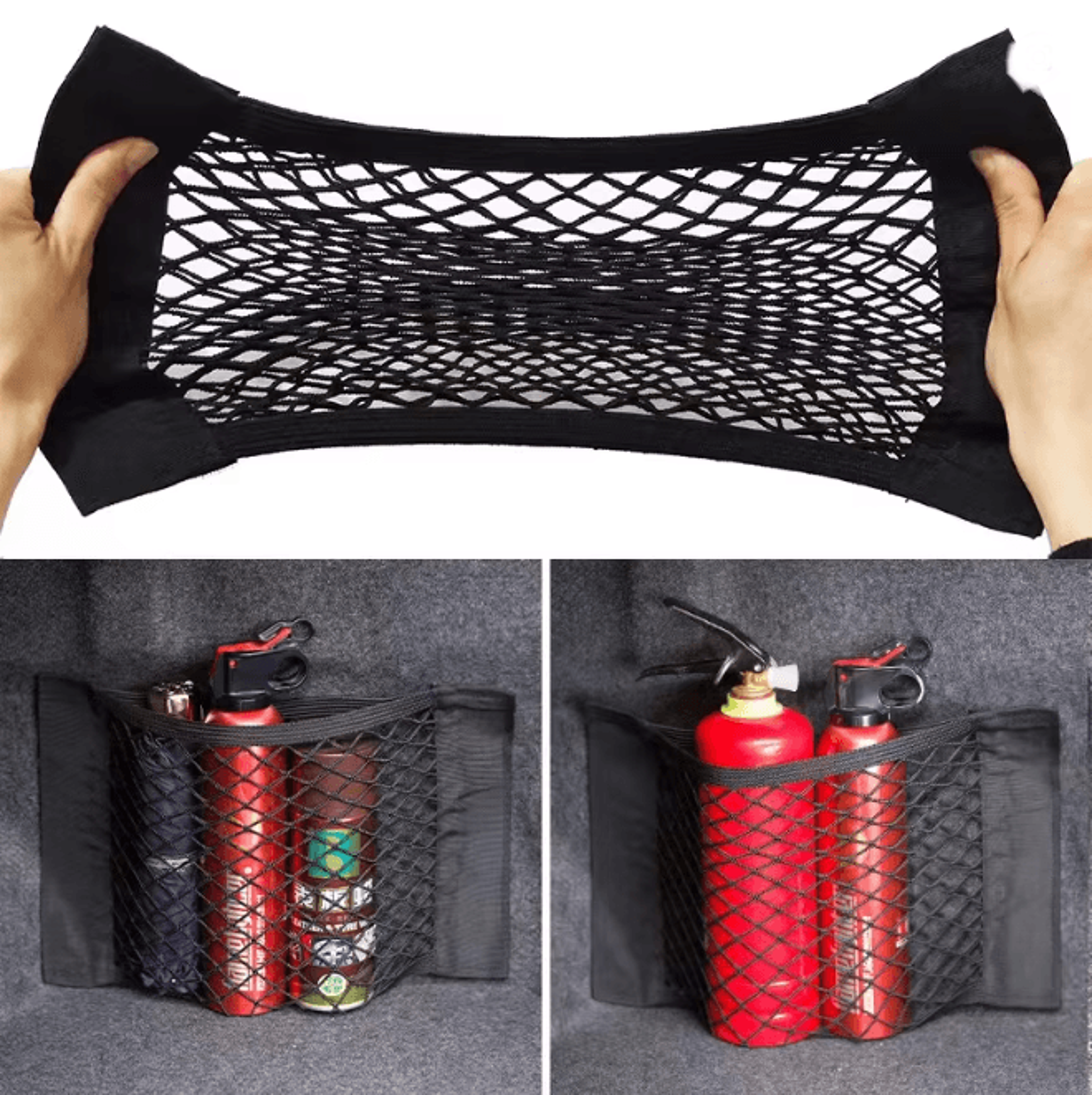 universal car trunk storage net organizer adhesive cargo holder