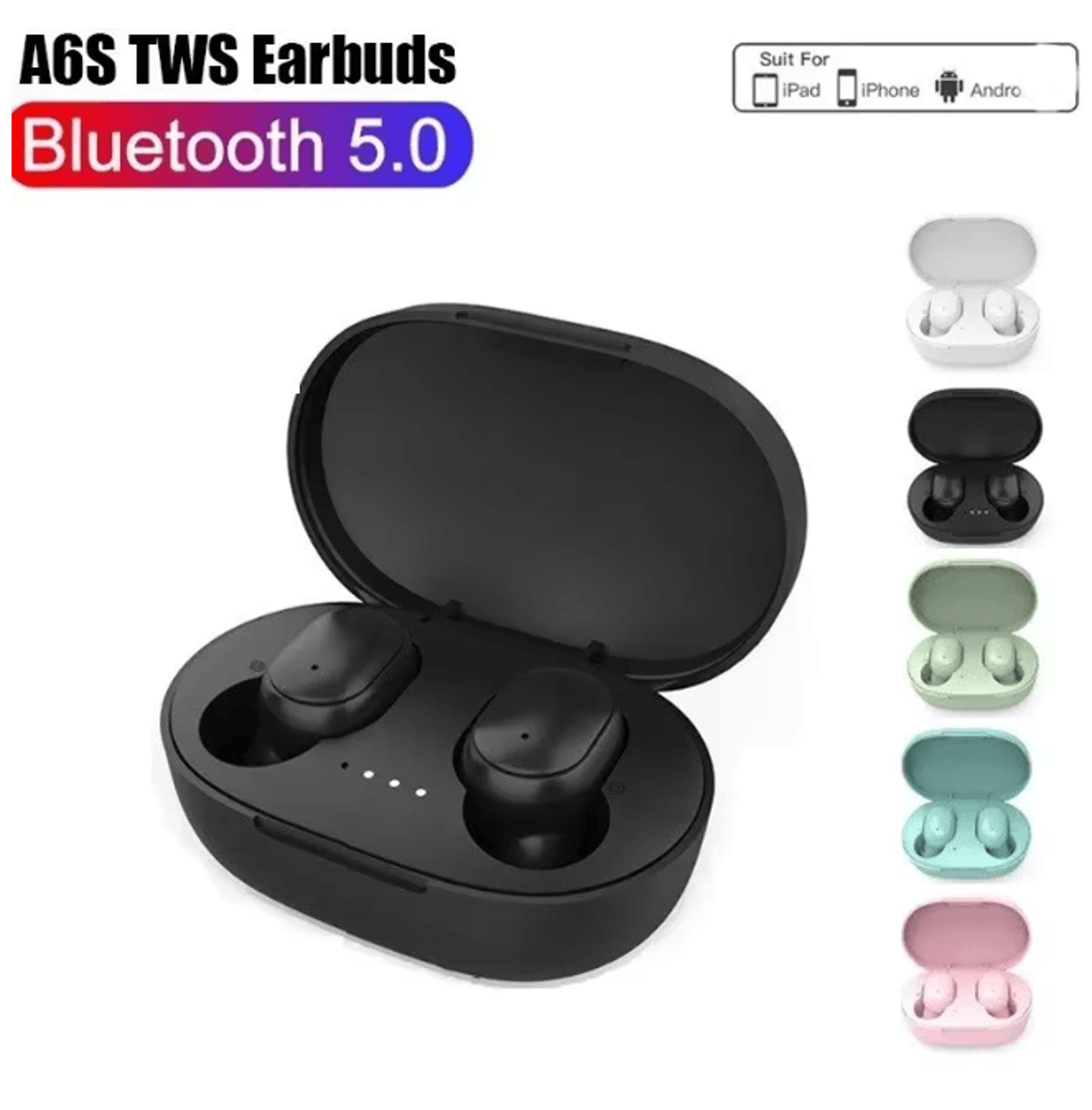 a6s wireless bluetooth earbuds touch control sports headphones