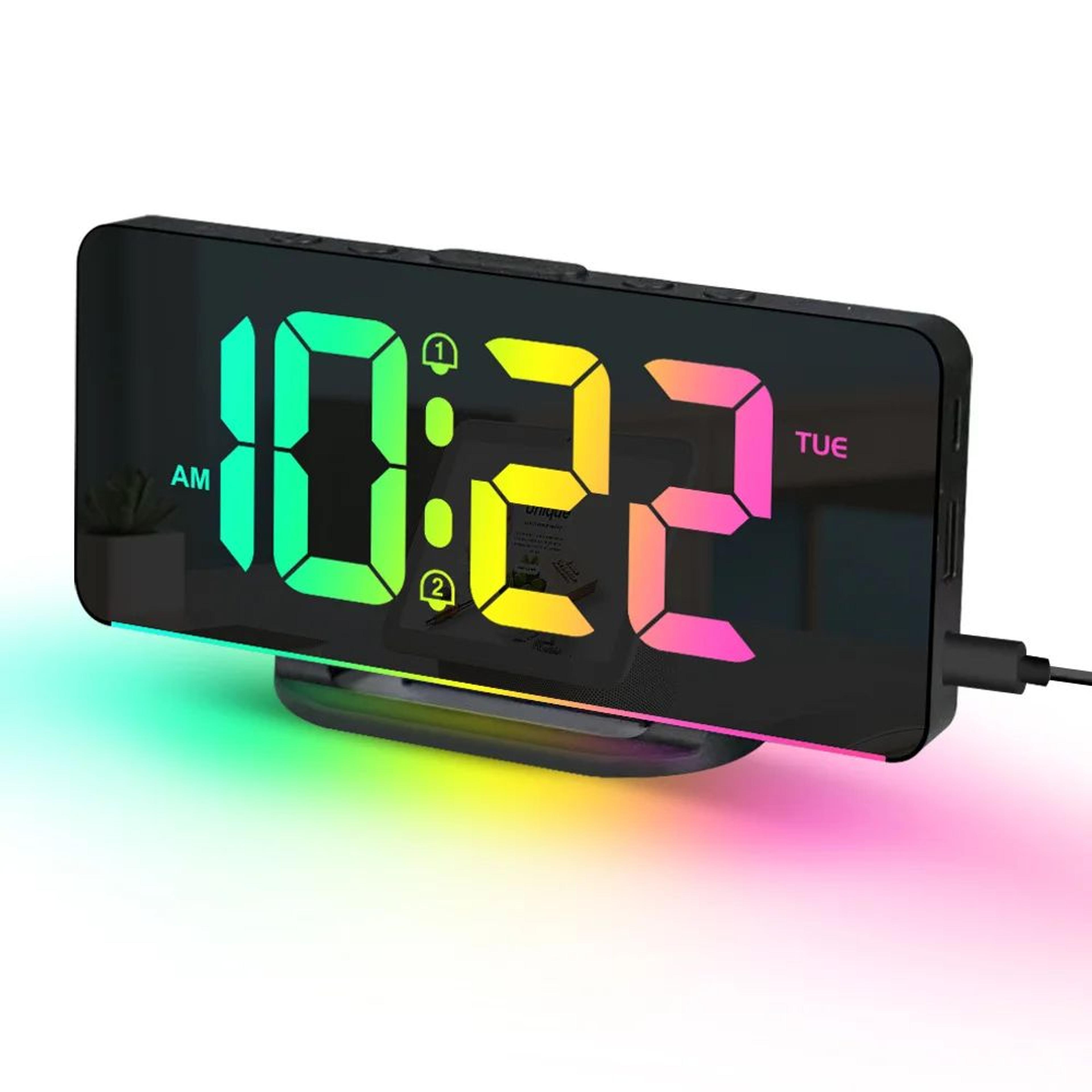 rgb digital alarm clock with mood light and usb charging