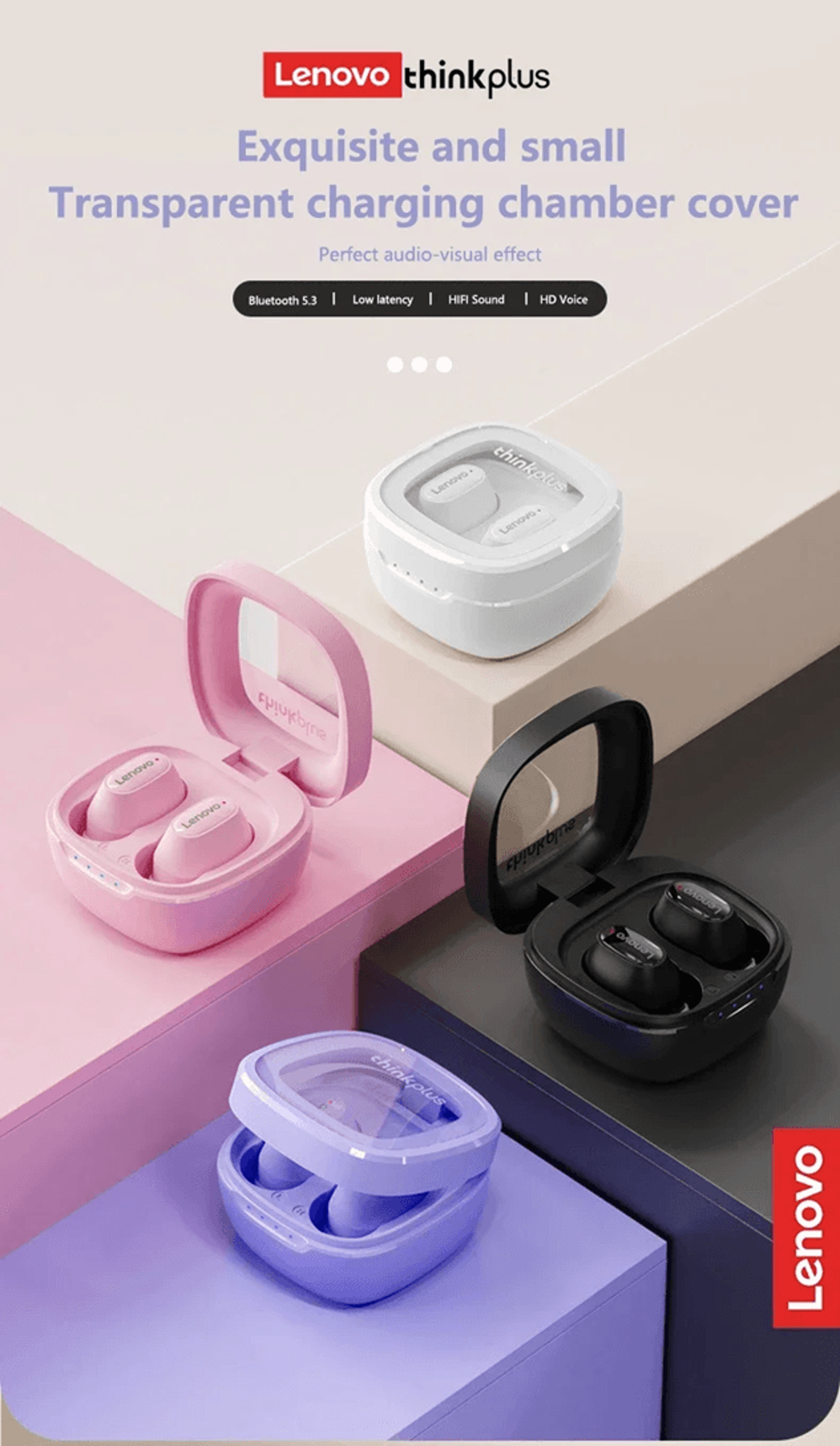 Lenovo XT62 Mini Wireless Bluetooth Earbuds with Noise Reduction and Gaming Mode