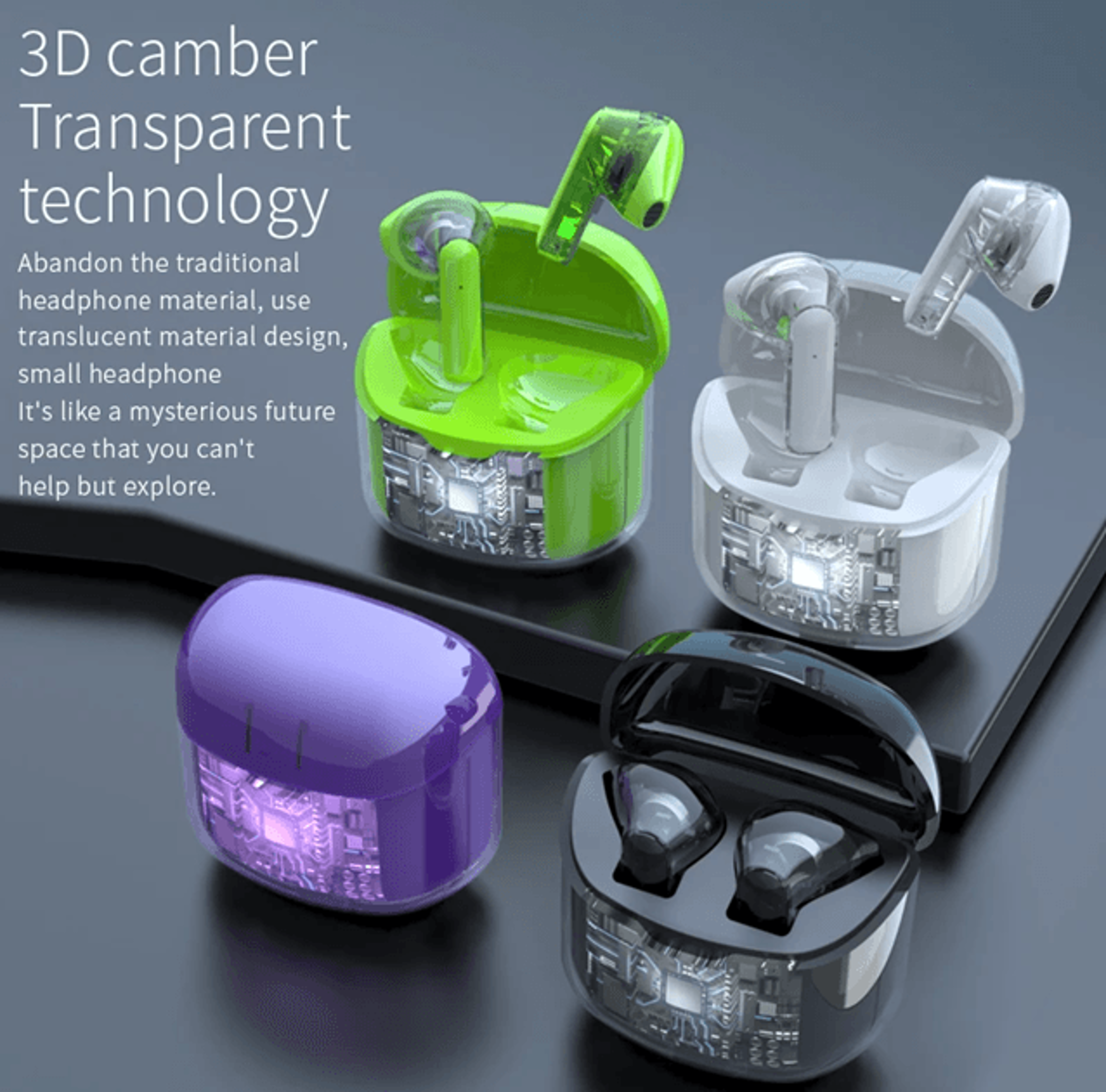Futuristic Bluetooth 5.4 Wireless Earbuds with Noise Cancelling and Low Power Design