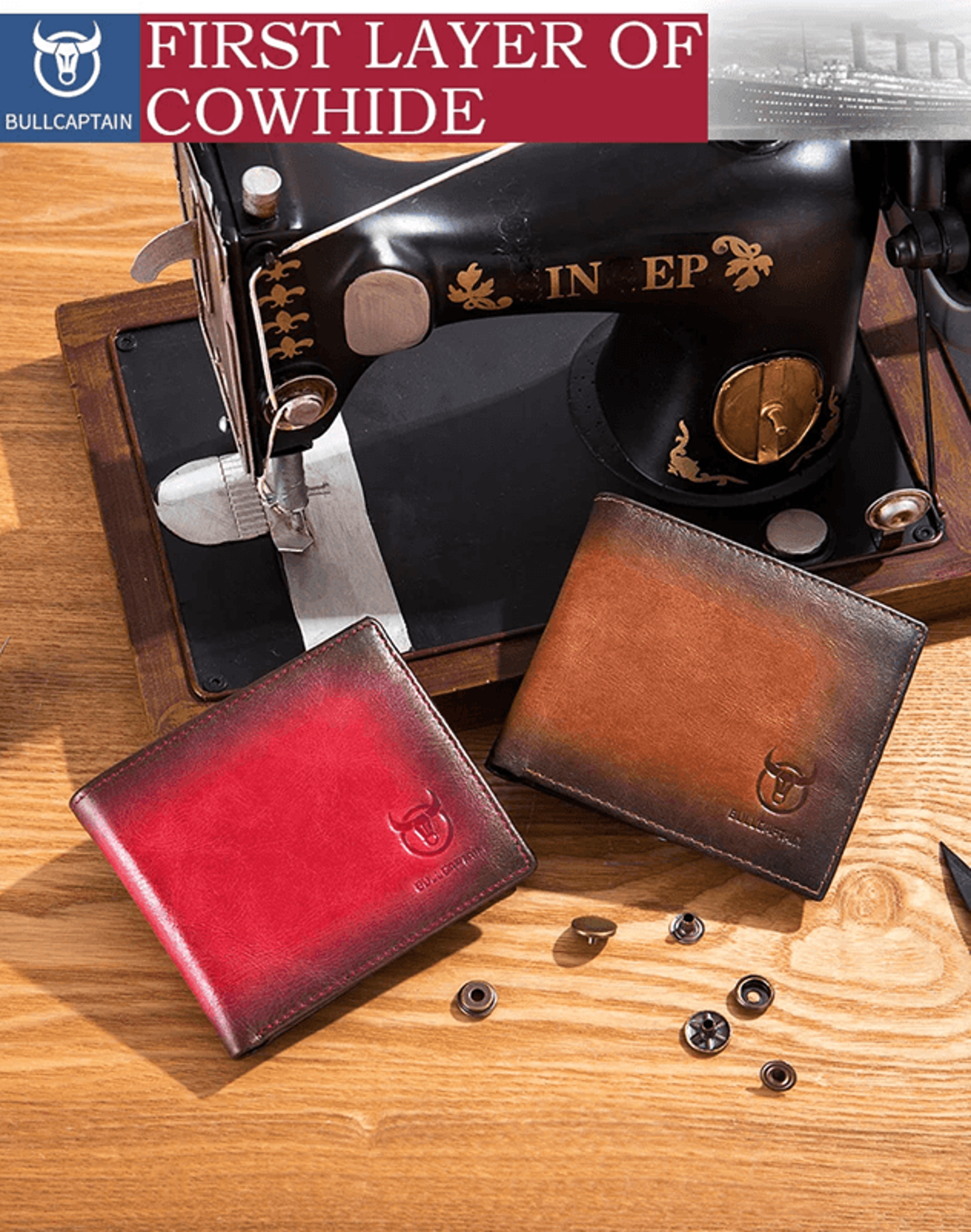 bullcaptain rfid blocking leather bifold wallet slim mens card holder