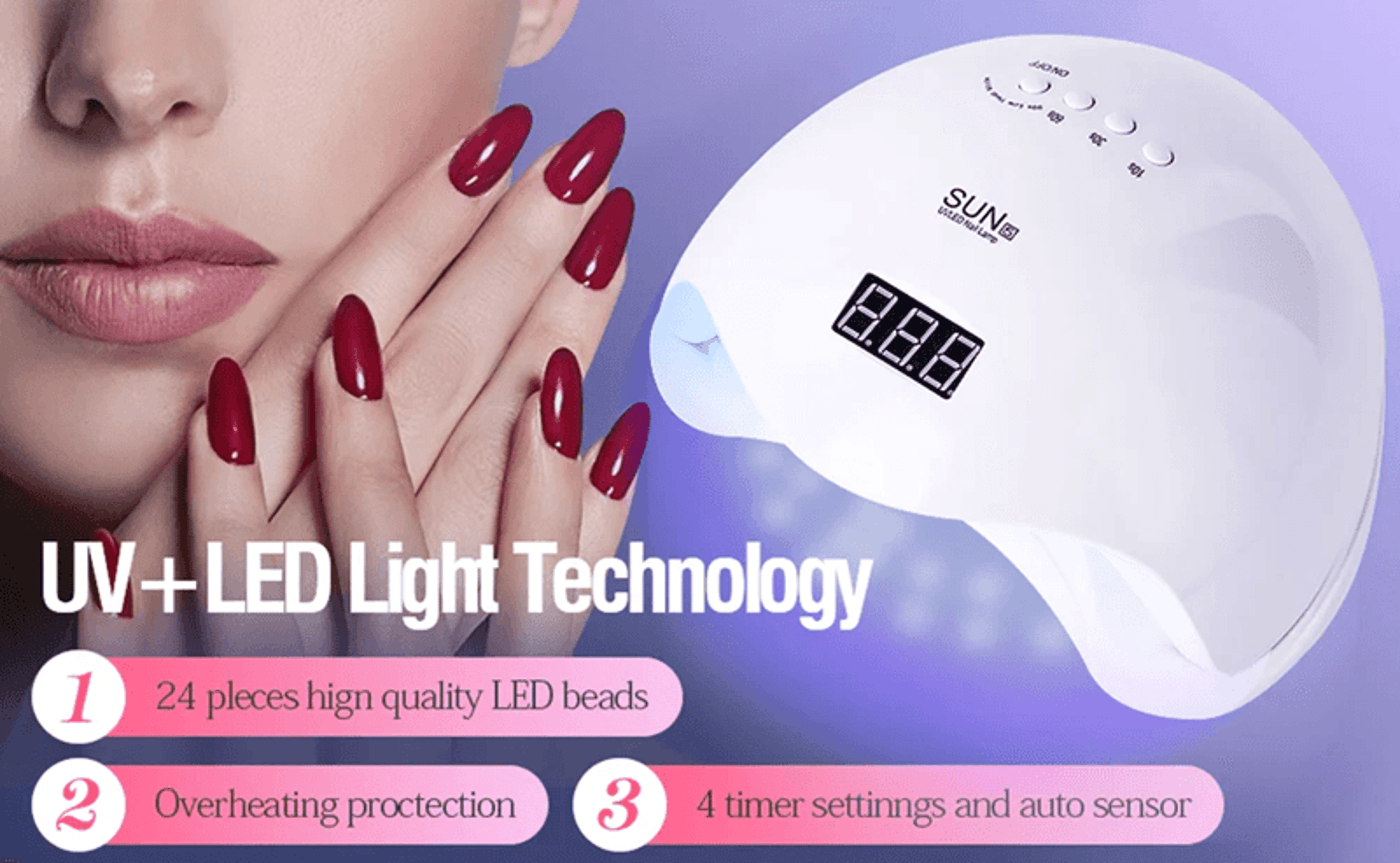 yikoolin sun5 48w led uv nail lamp professional gel nail dryer