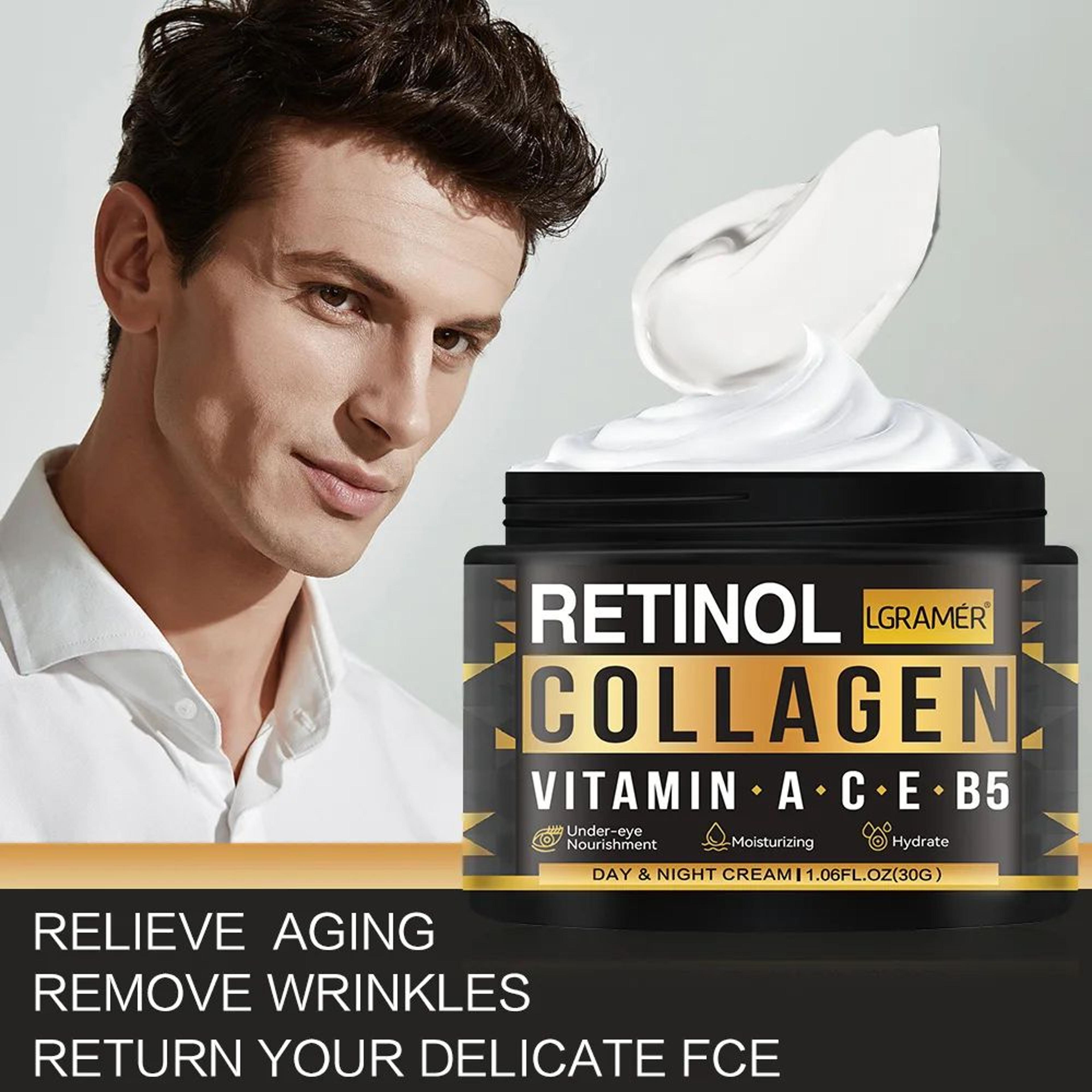 Mens Retinol Collagen Face Cream Anti Aging Moisturizing Skin Care