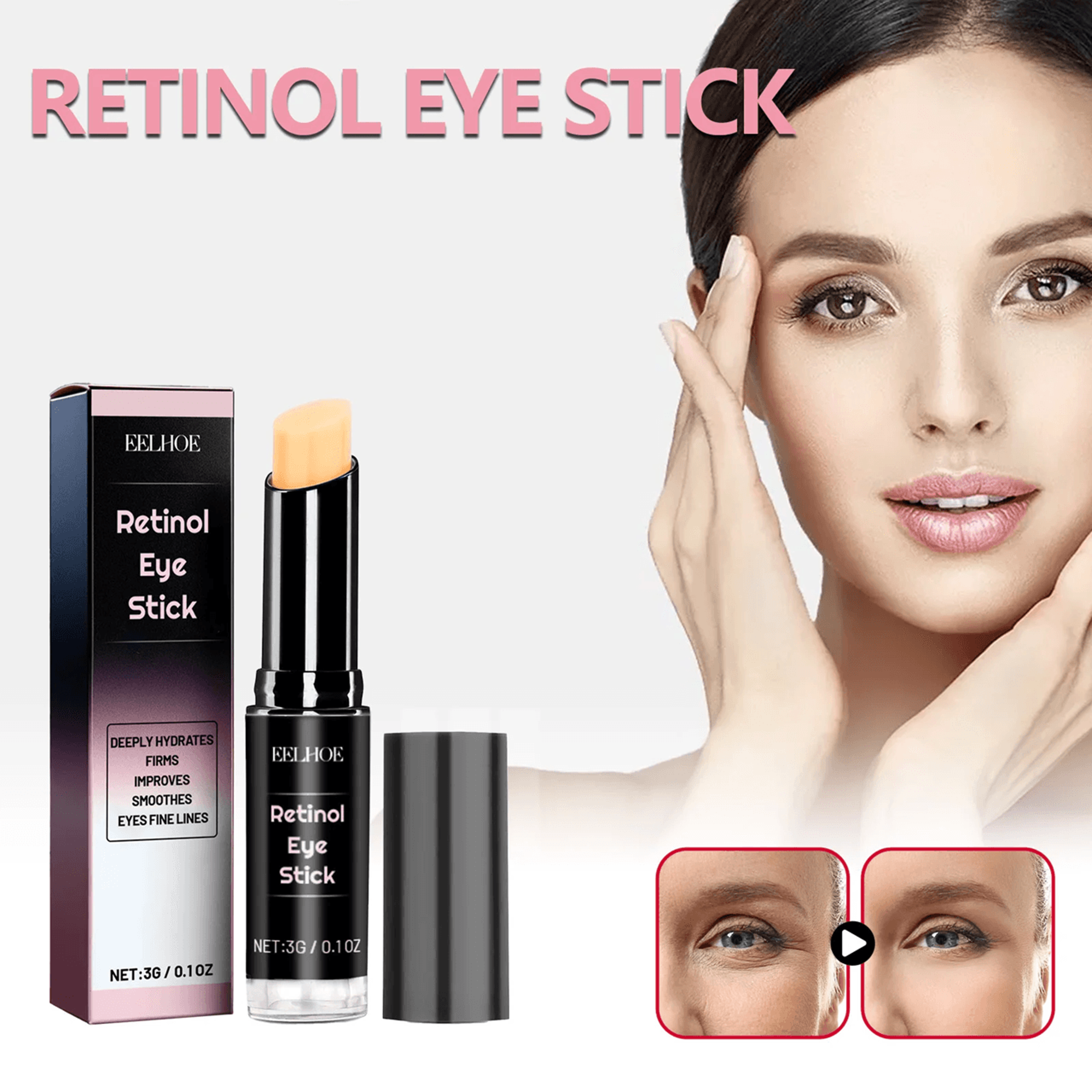 Retinol Eye Cream Stick Firming Eye Stick for Dark Circles and Fine Lines