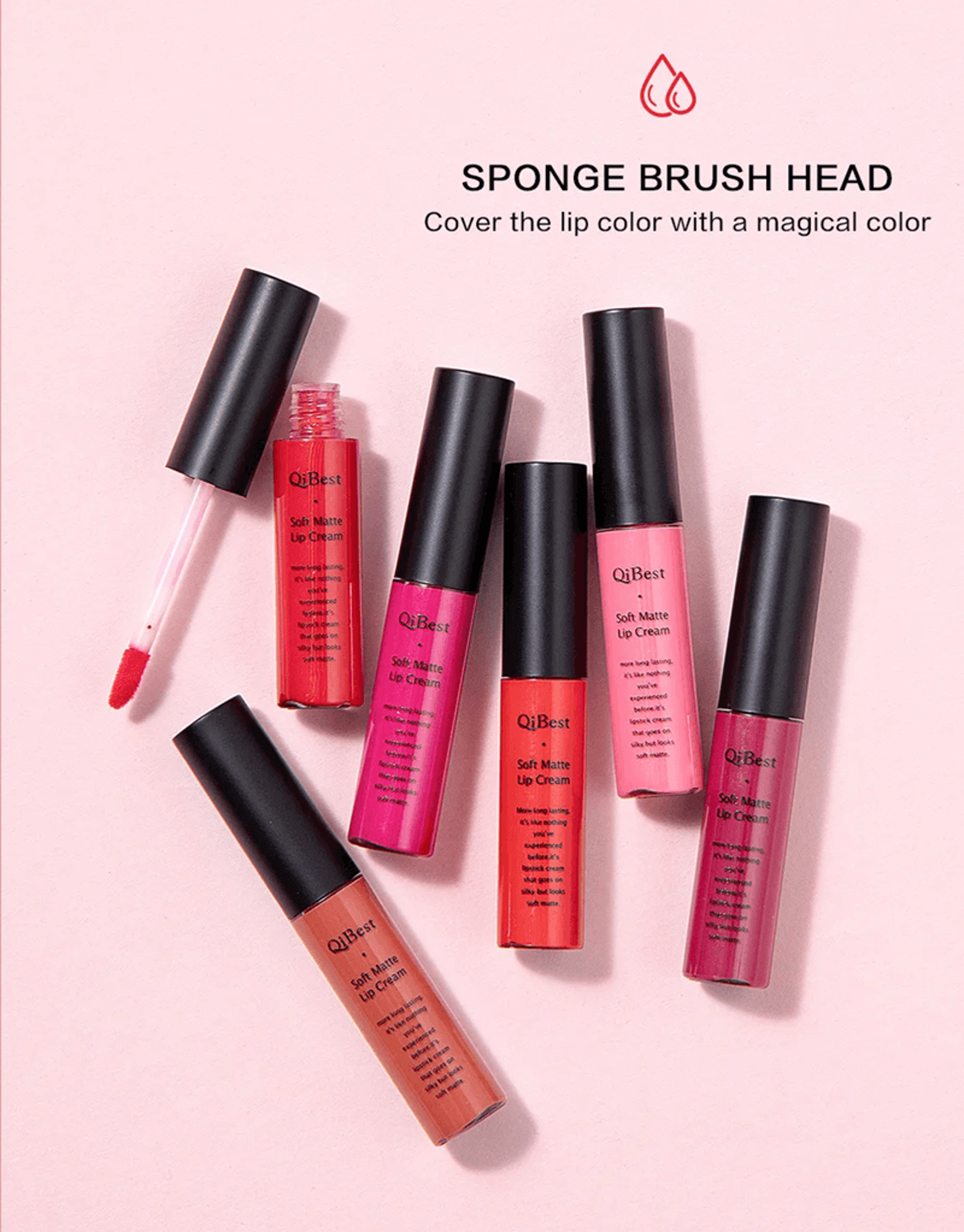 QIBEST Velvet Matte Liquid Lipstick Long Lasting Matte Lip Tint