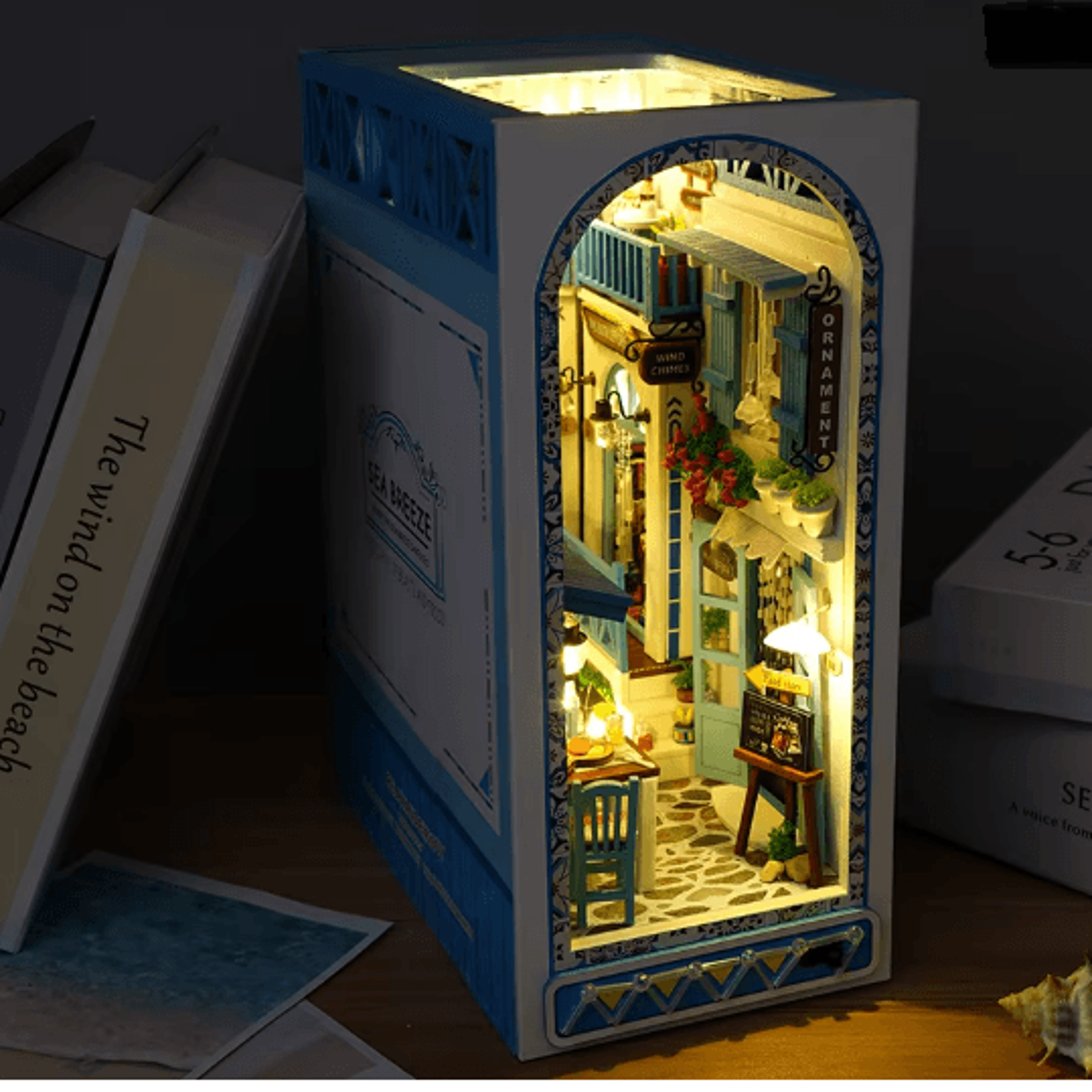 DIY Book Nook Kit Miniature Bookshelf Diorama Model Kit Decor