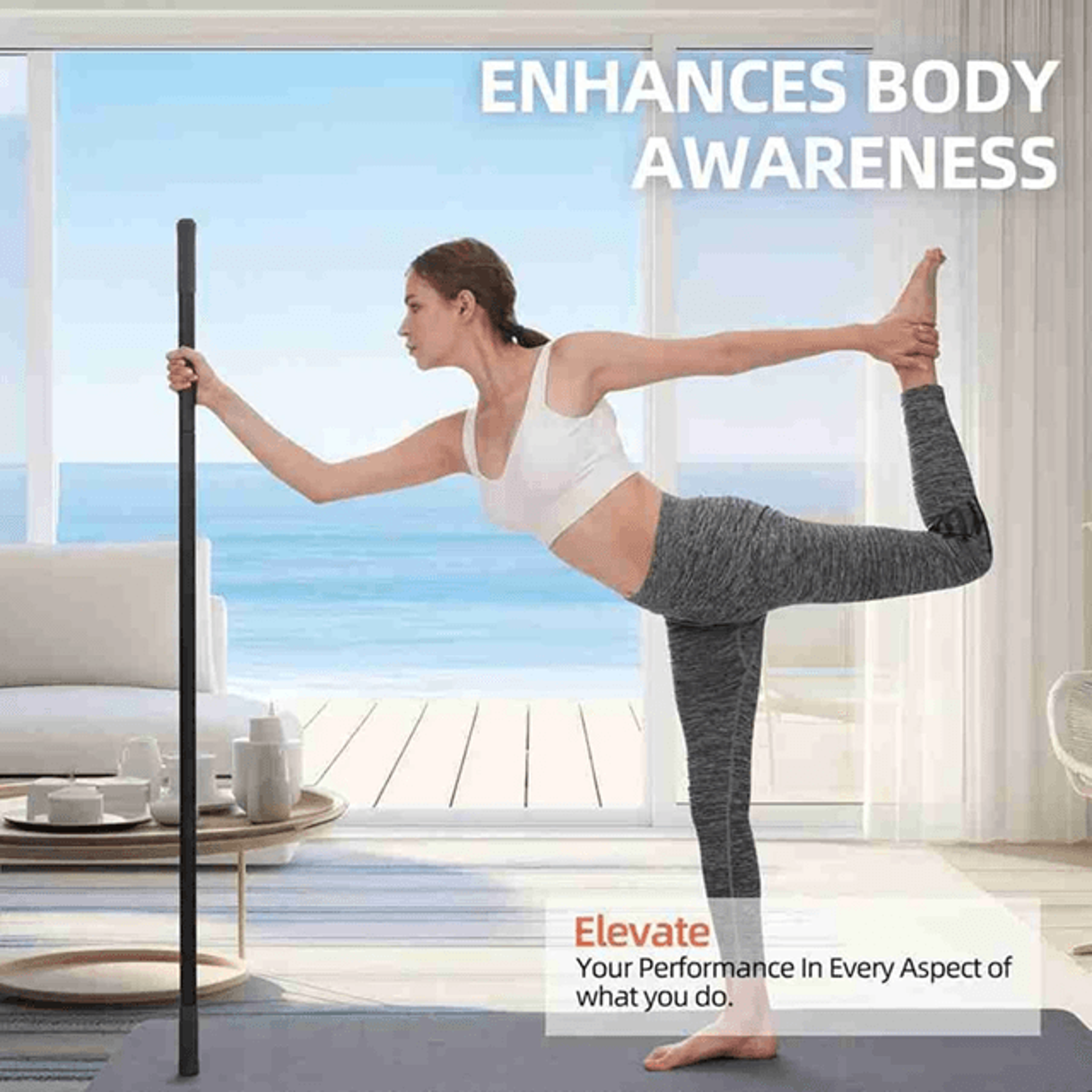 adjustable yoga stretching stick steel mobility training stick for flexibility and balance