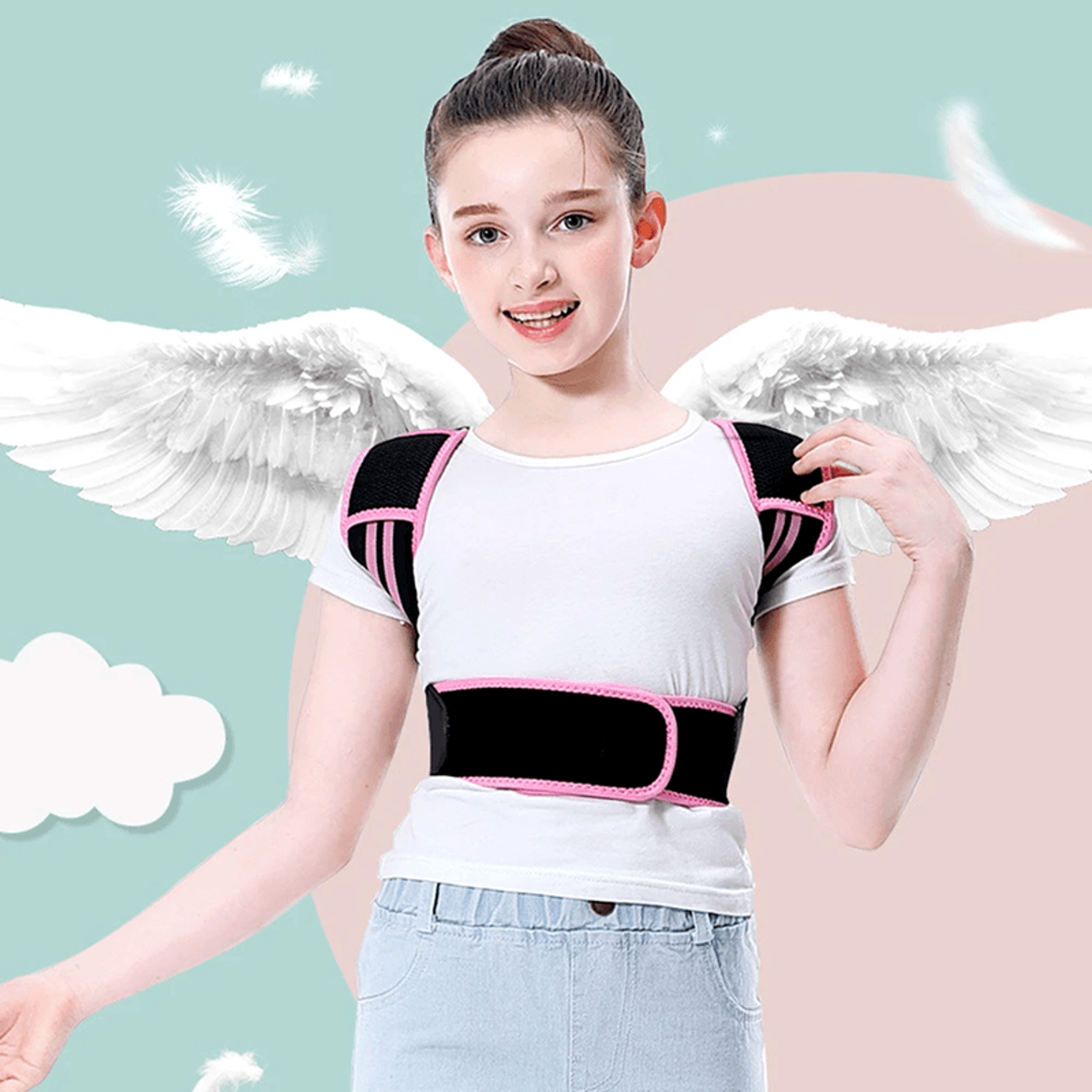 kids posture corrector back brace adjustable shoulder and lumbar support belt