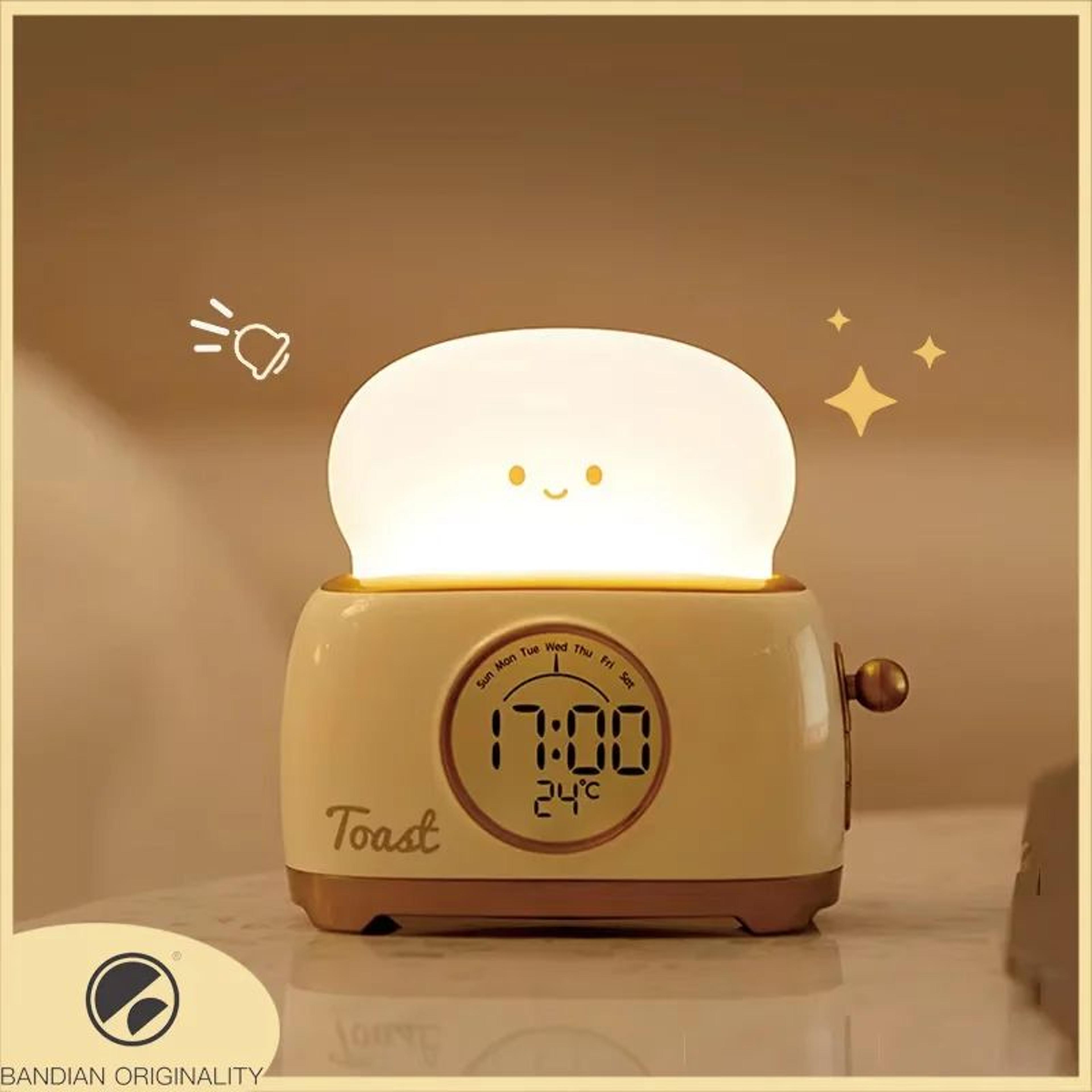 kids sleep trainer alarm clock led night light digital bedside clock for children