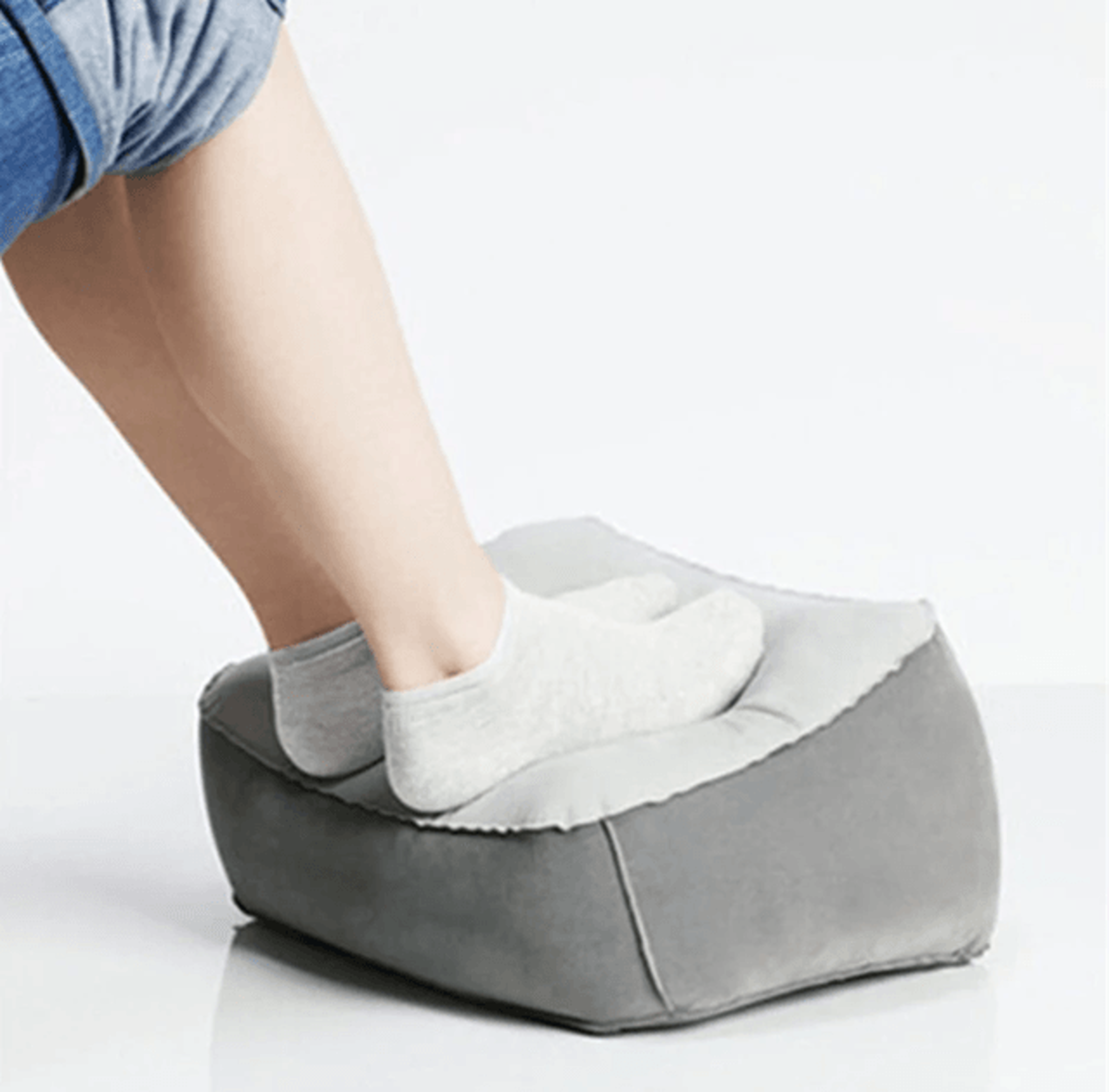 inflatable travel footrest pillow cushion for airplane office and home