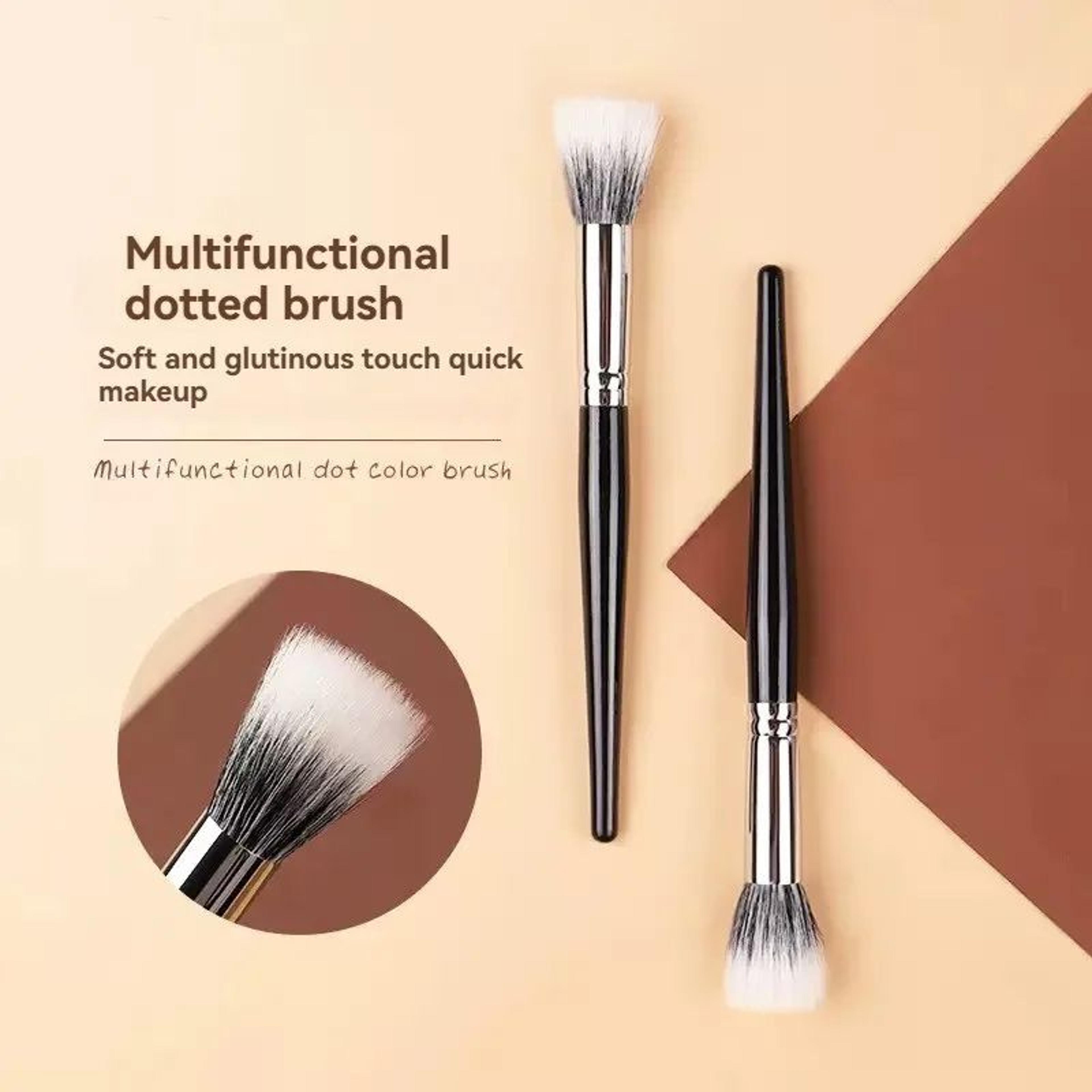 dotting makeup brush – dual-fiber stippling brush for airbrush finish, liquid & cream products, easy blending, cruelty-f
