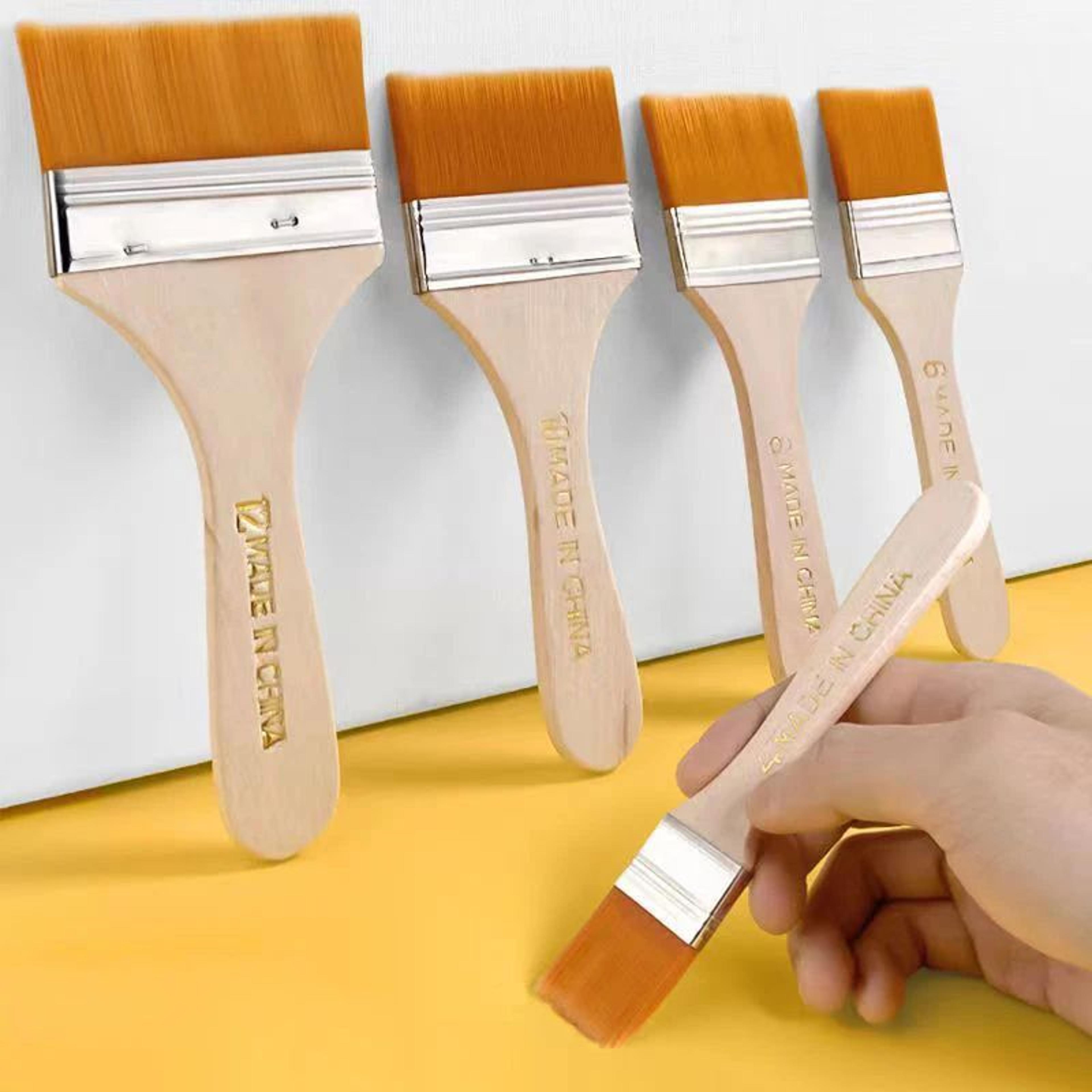 proart 7 piece flat paint brush set soft nylon precision brushes