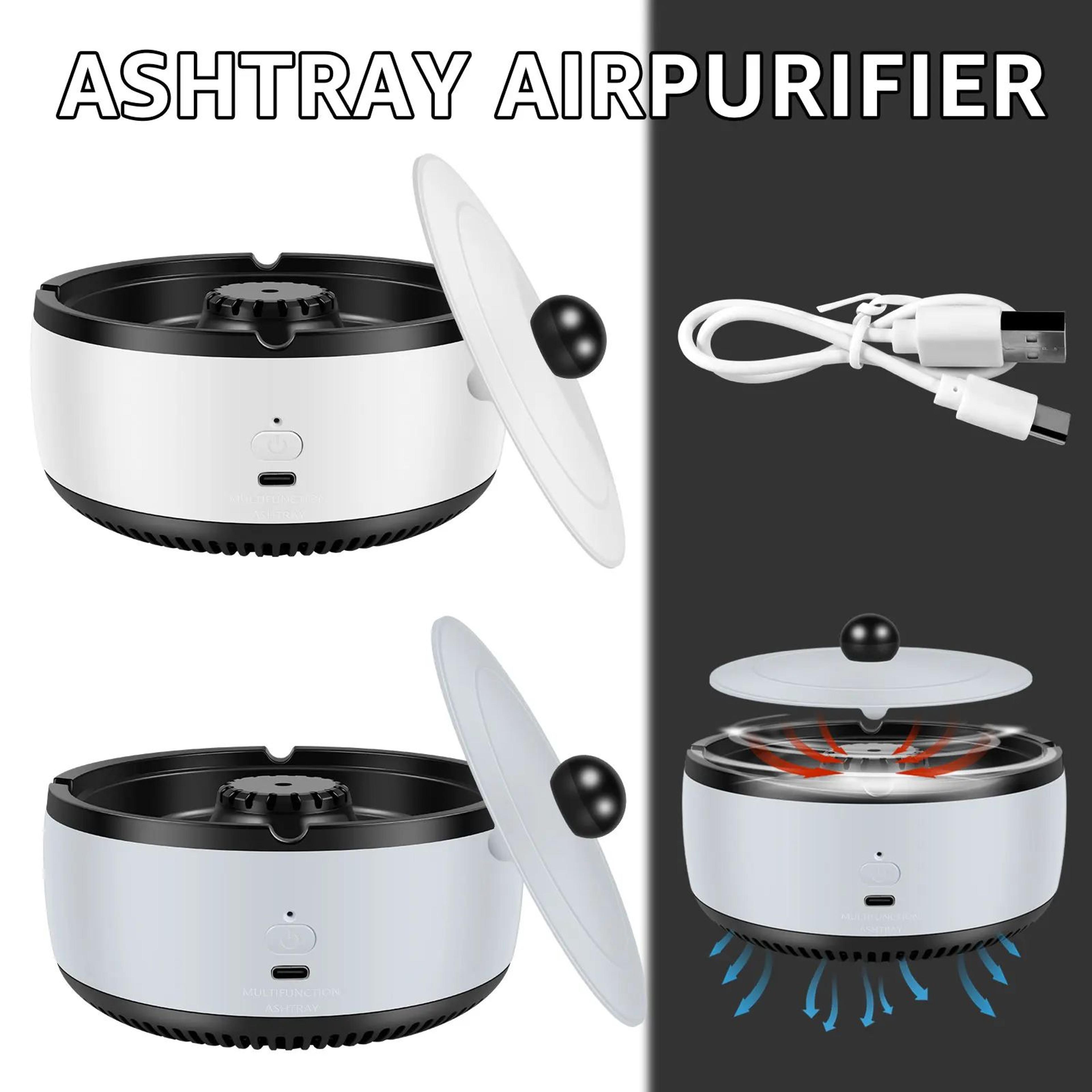 smoke purifying ashtray with air filter odor control for home and office