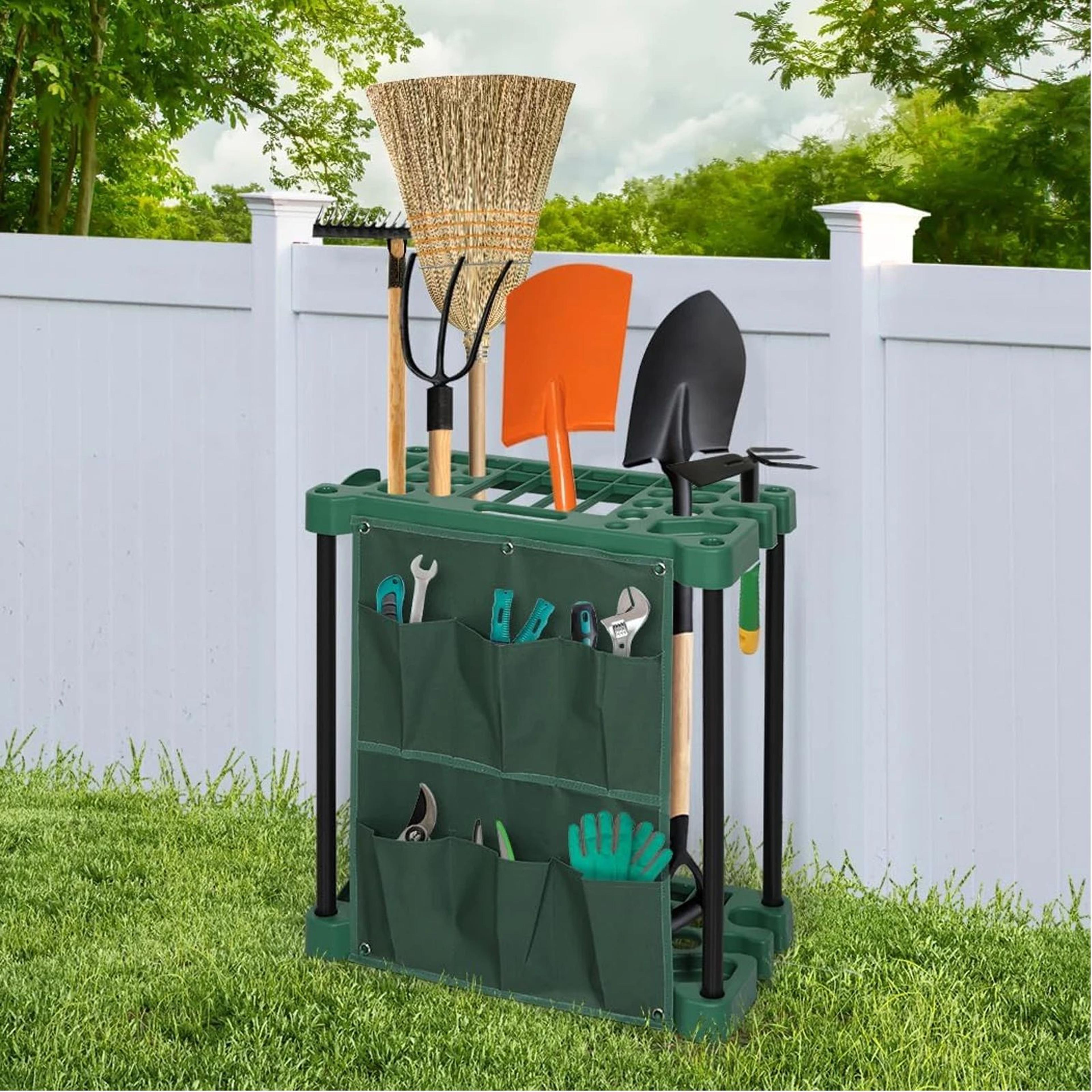 33 slot garden tool organizer rack heavy duty storage stand for garage and yard tools