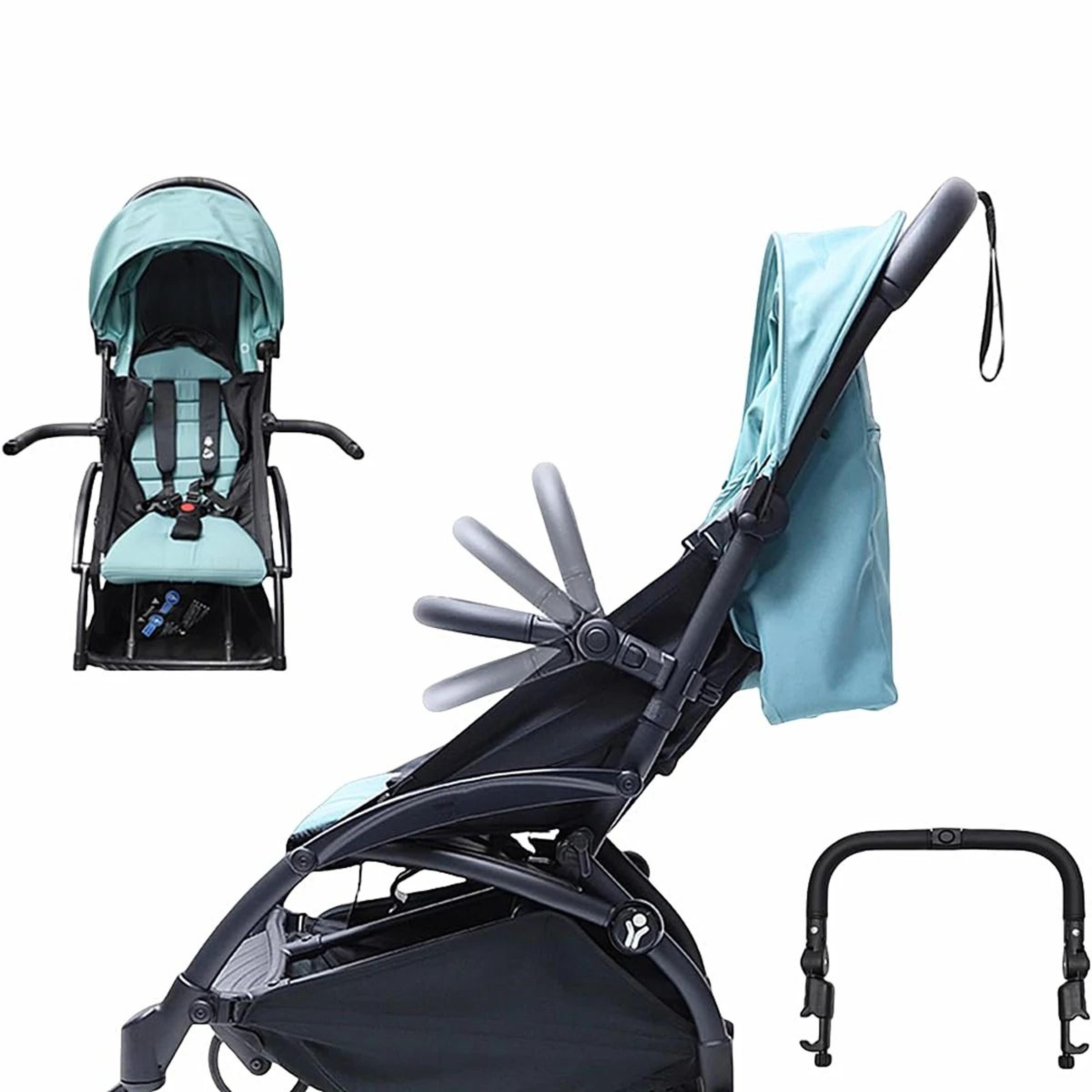 adjustable stroller bumper bar detachable safety handlebar with soft leather grip