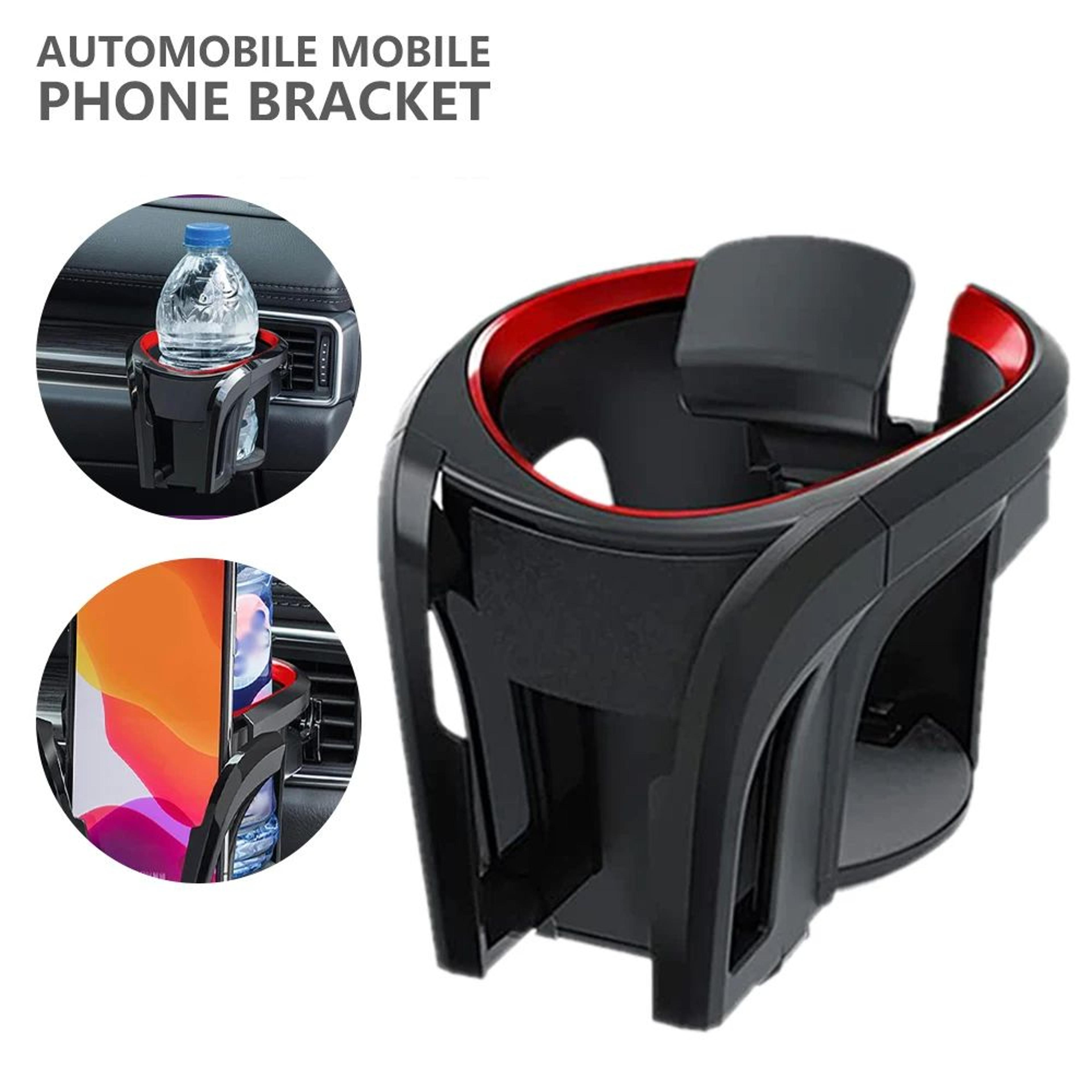 2 in 1 car cup holder and phone mount air vent organizer for drinks and hands free use
