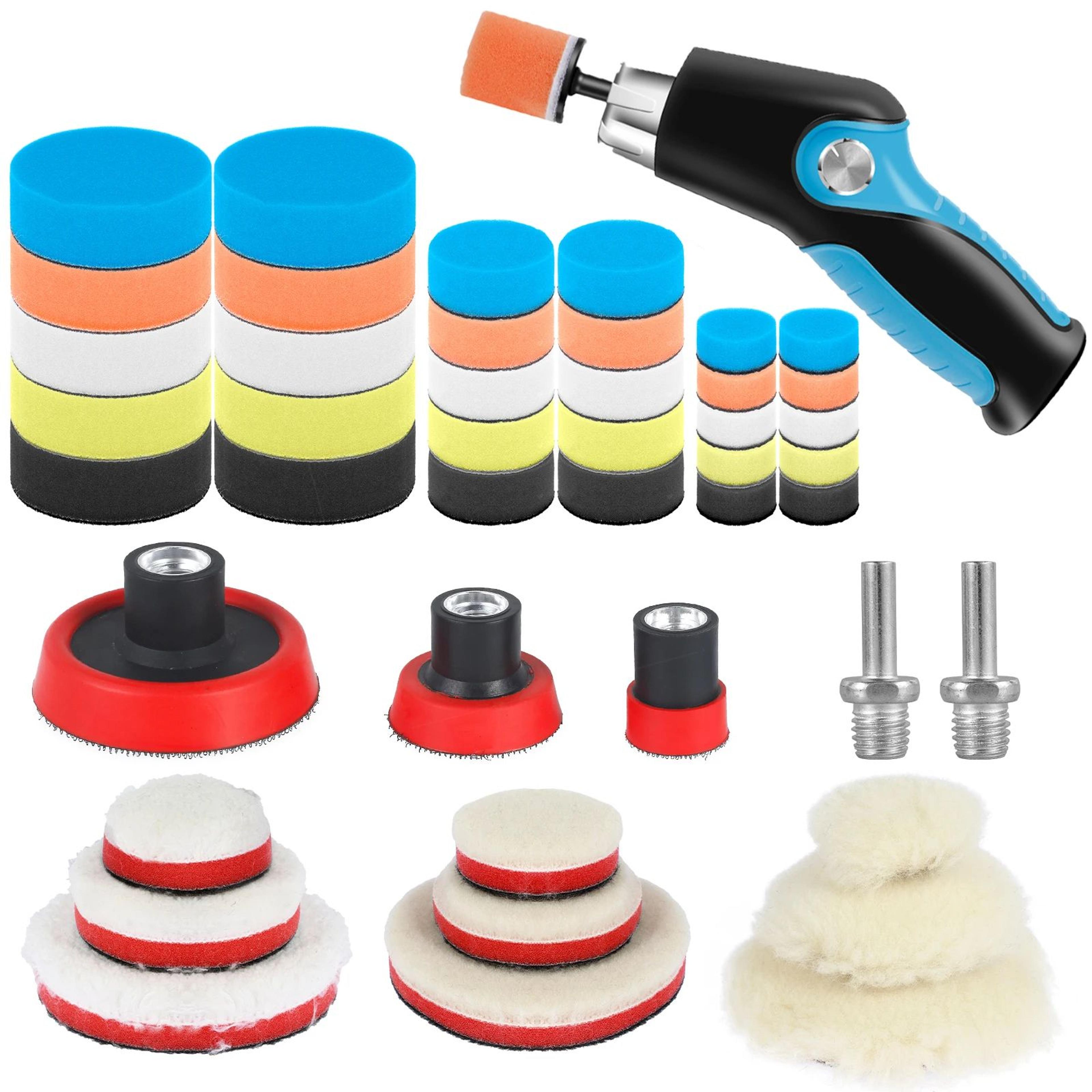 44 piece car polishing pad kit sponge and microfiber buffing pads with drill adapter