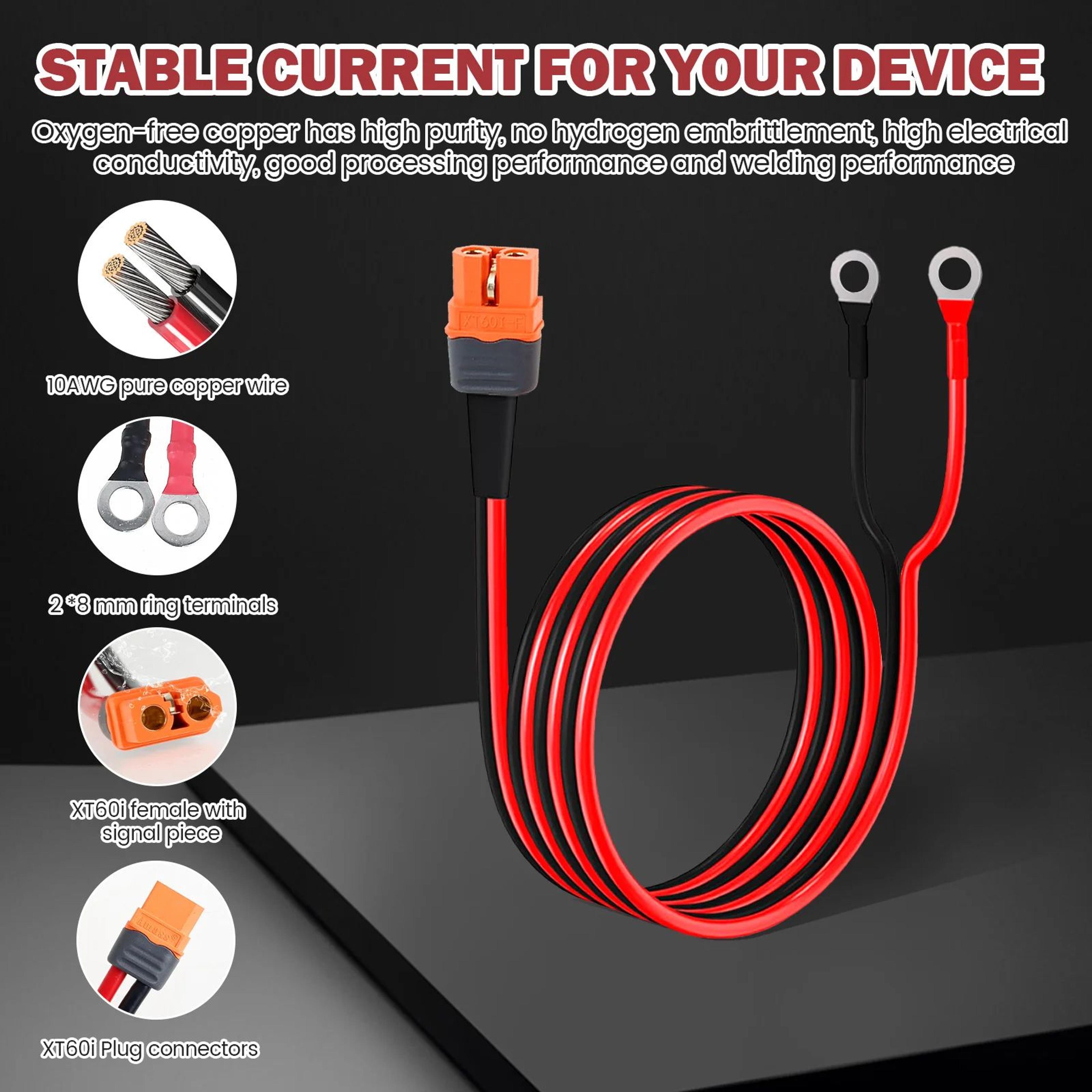 xt60 charge extension cable with ring terminal connector for solar battery and electric systems
