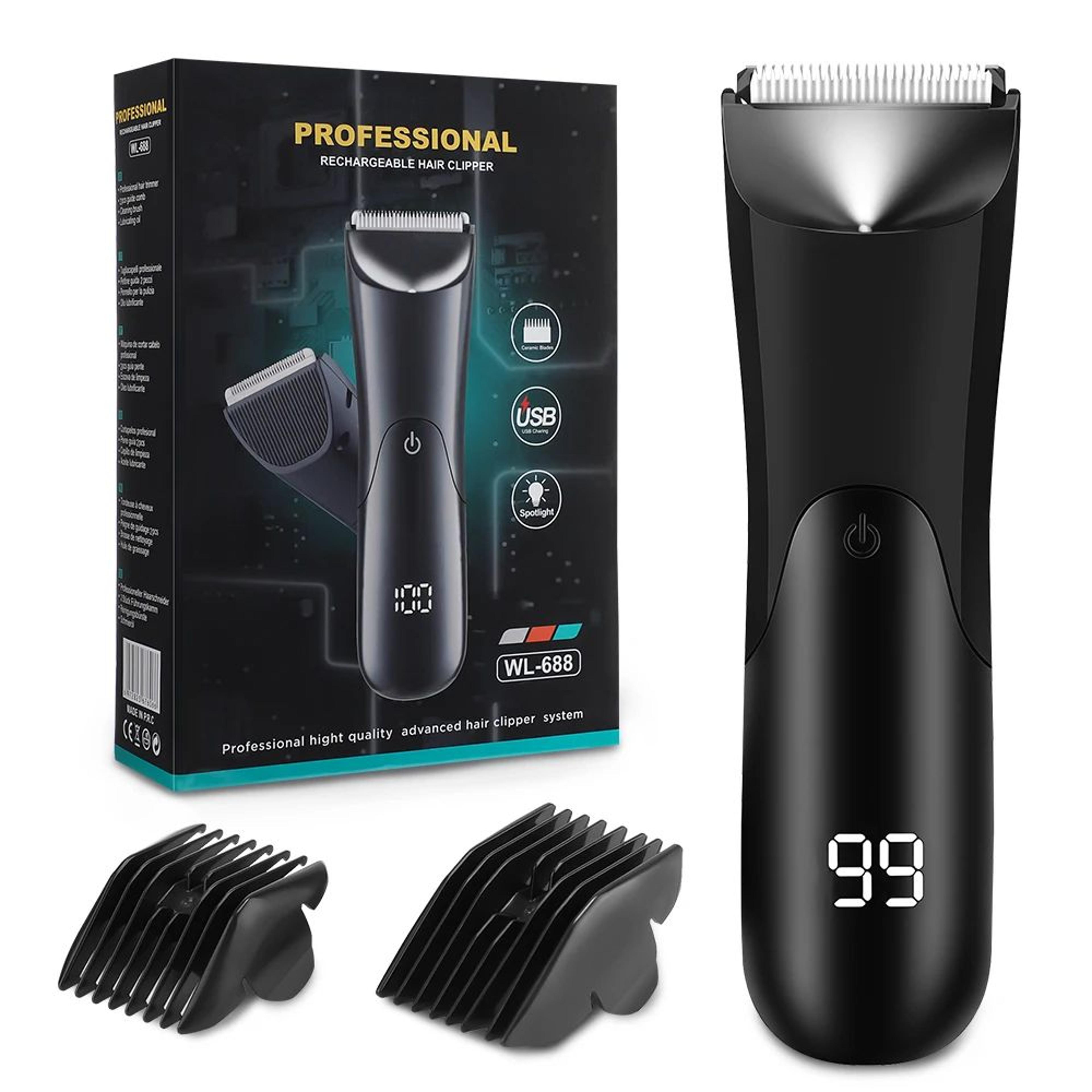 Mens Body Hair Trimmer Rechargeable Grooming Clipper for Smooth Safe Shaving