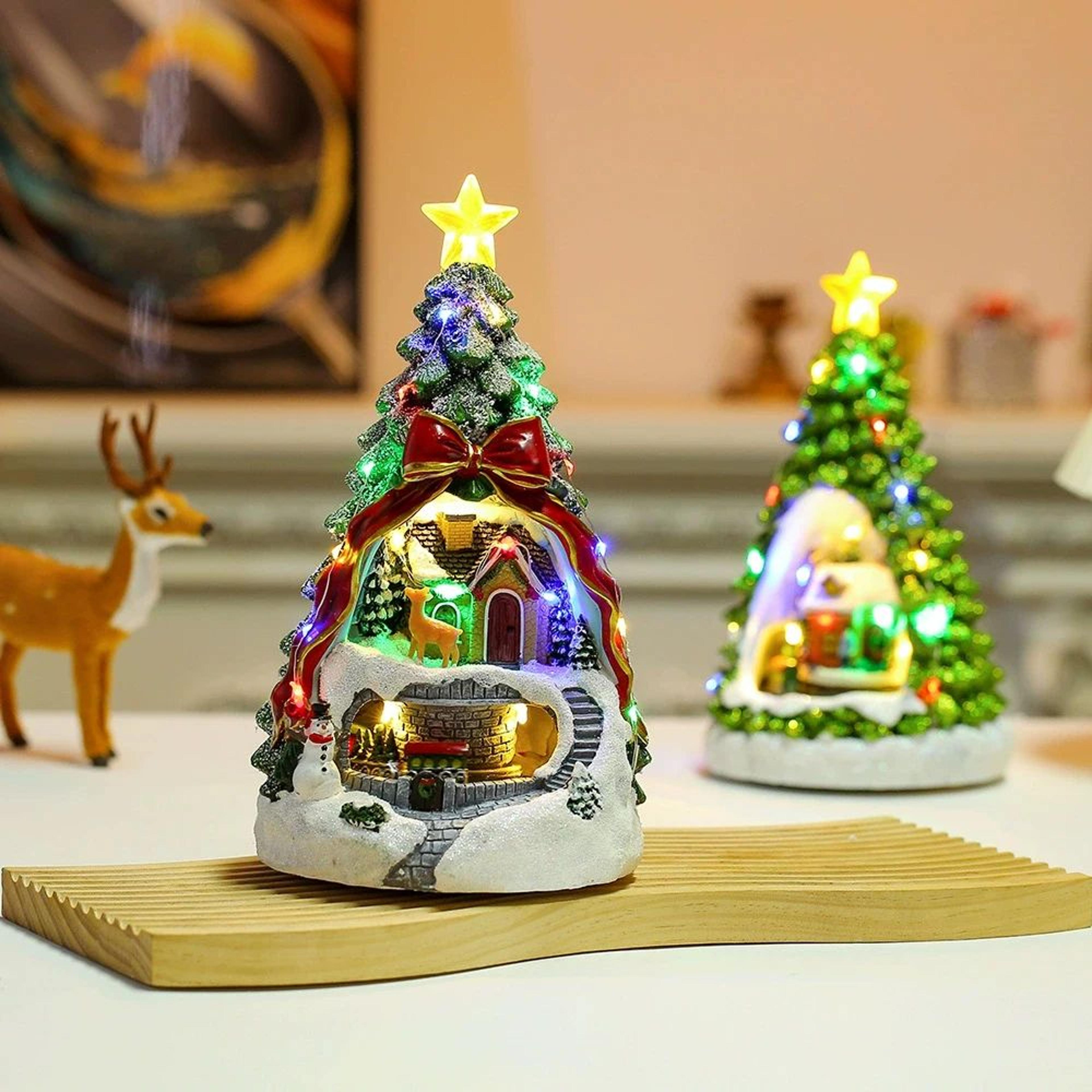 christmas tree music box with rotating train holiday decoration gift