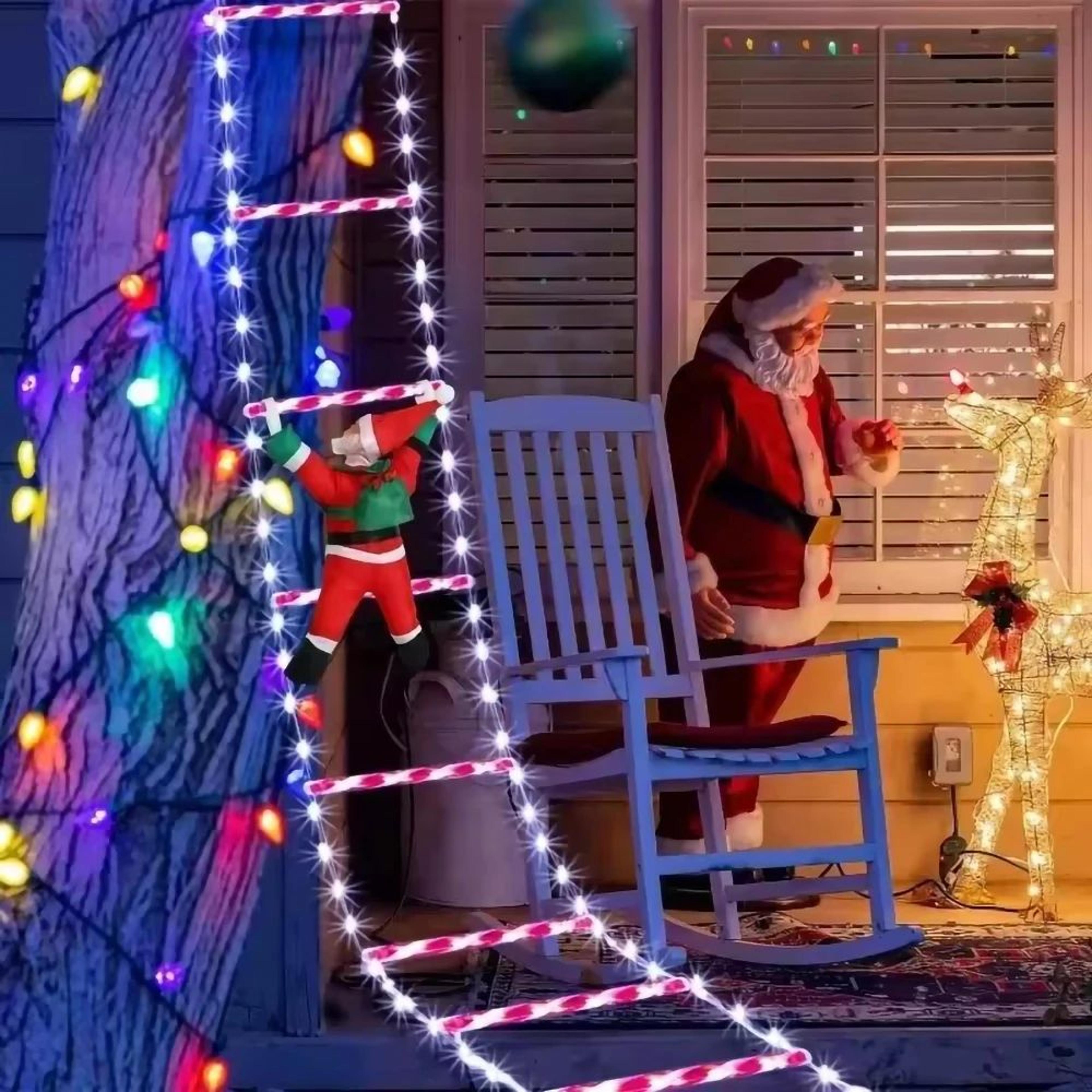 santa climbing ladder christmas lights waterproof holiday decoration for indoor outdoor