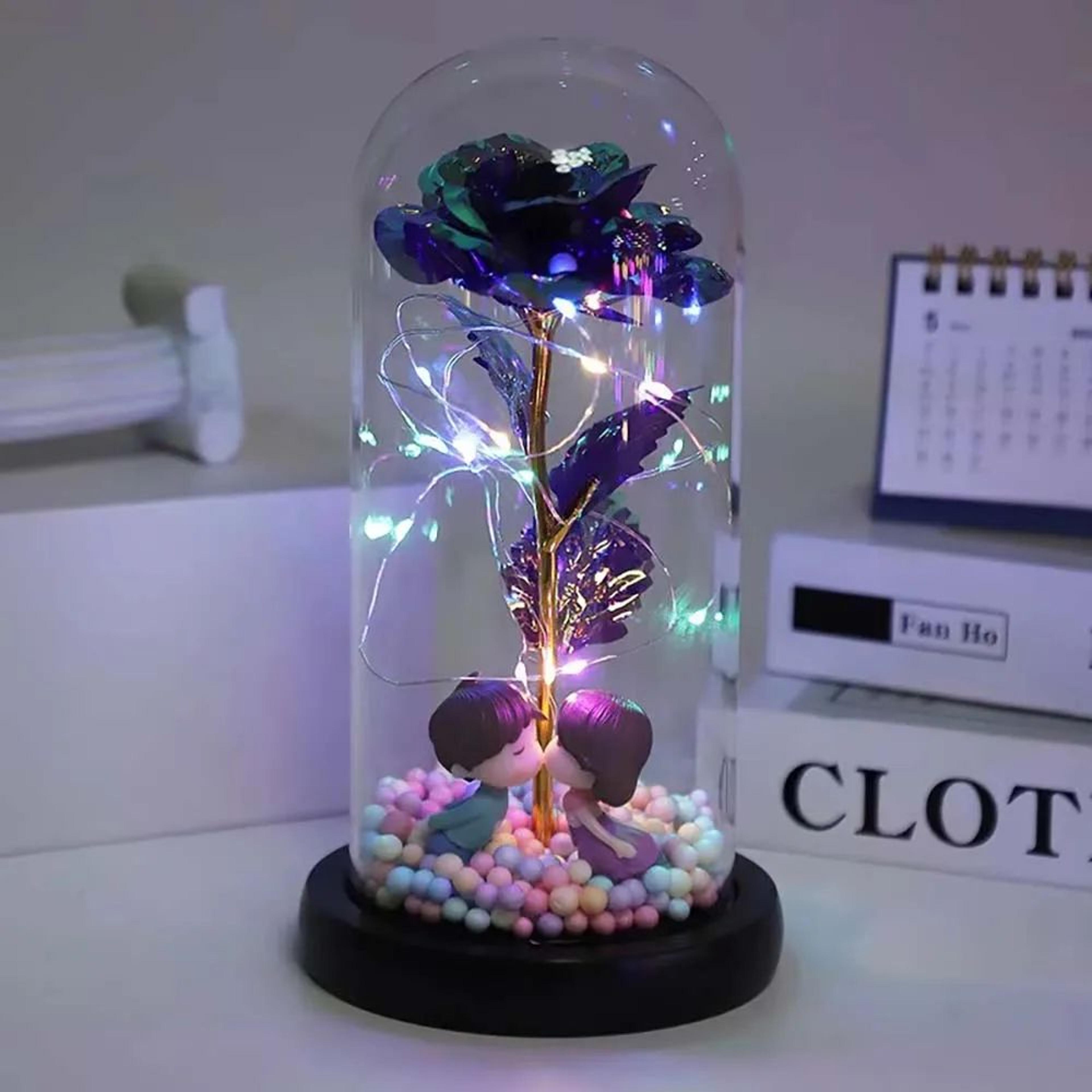 galaxy rose glass dome eternal flower gift with led light for mom and loved ones