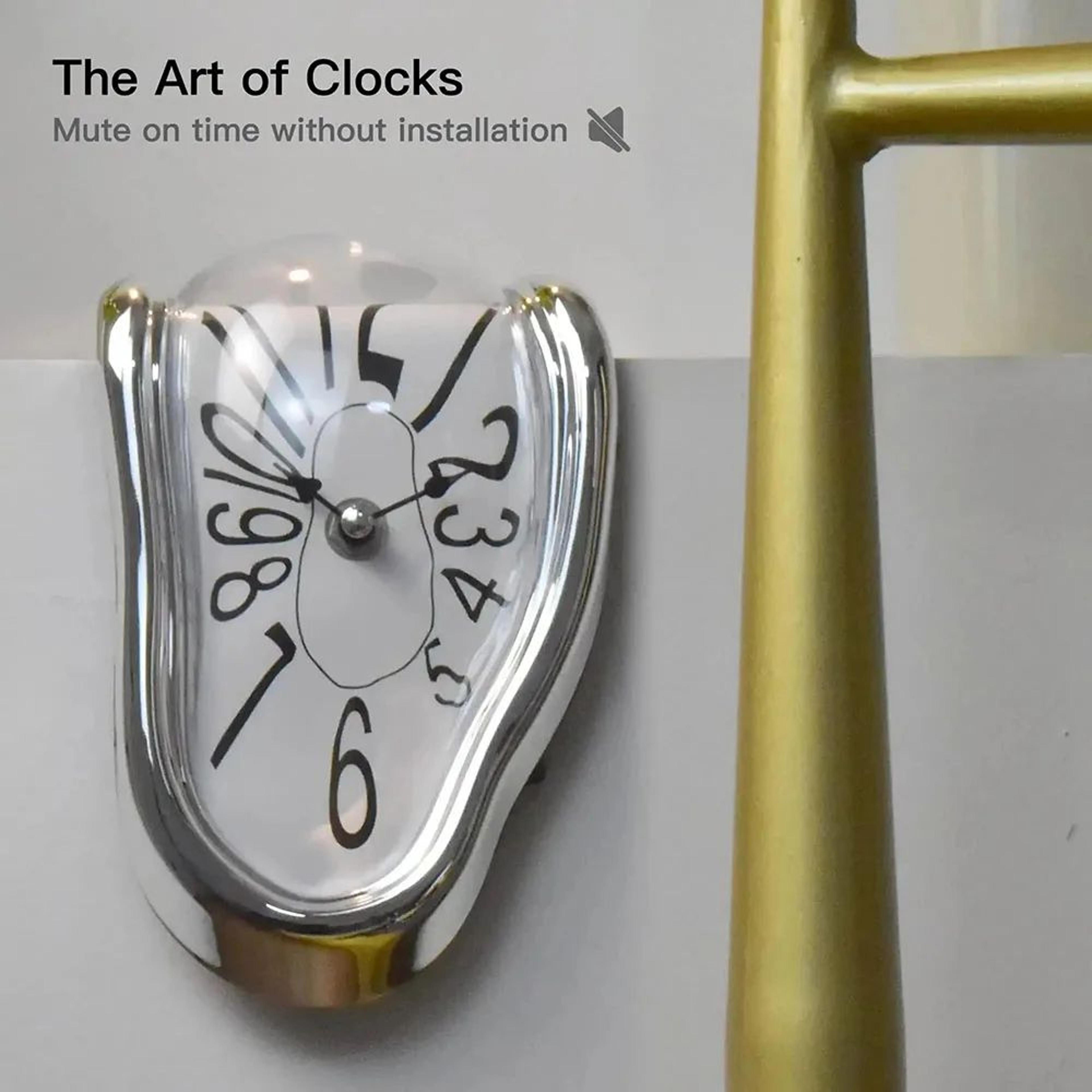 vintage melting clock surreal desk decor silent timepiece