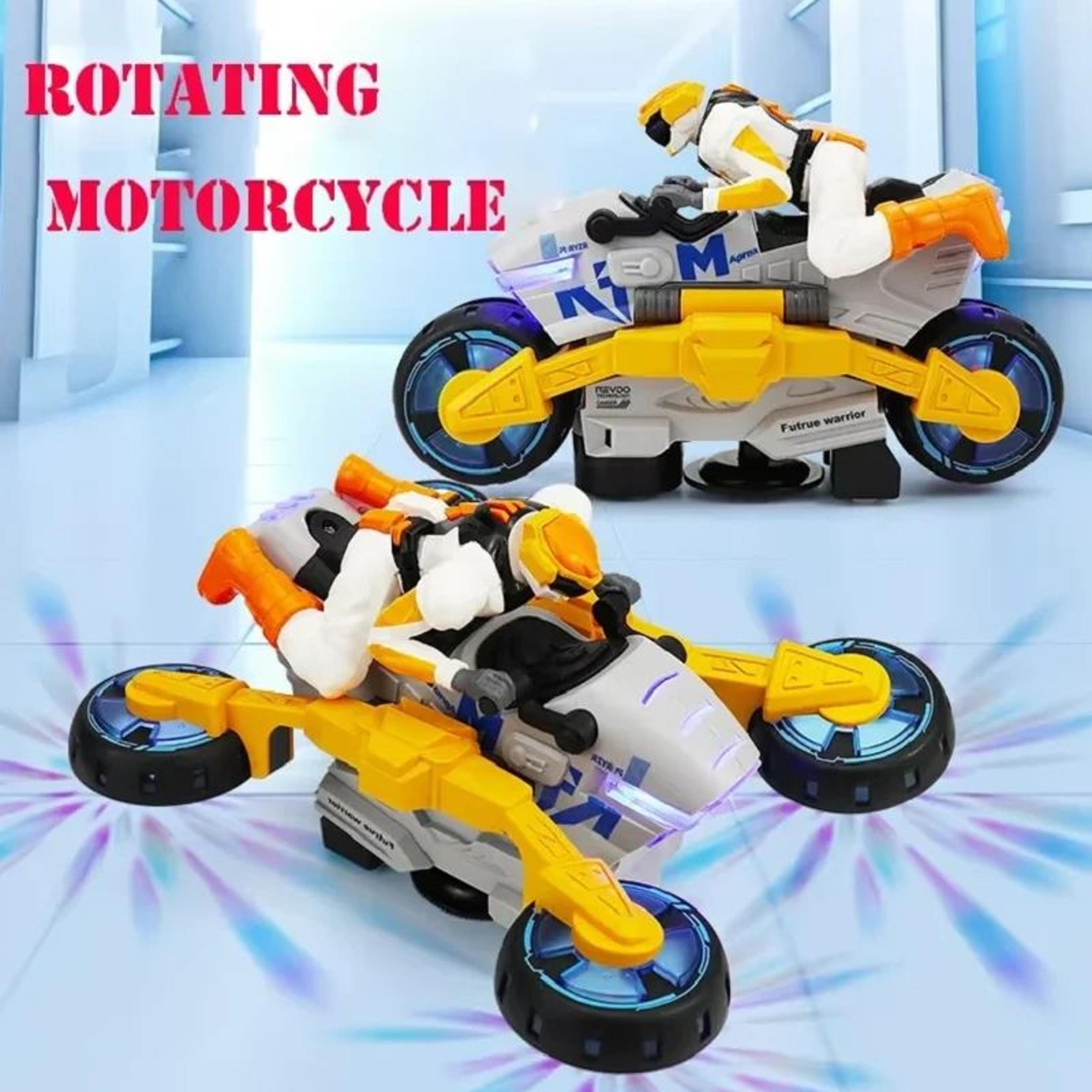 transforming stunt motorcycle toy 360 rotating light music car