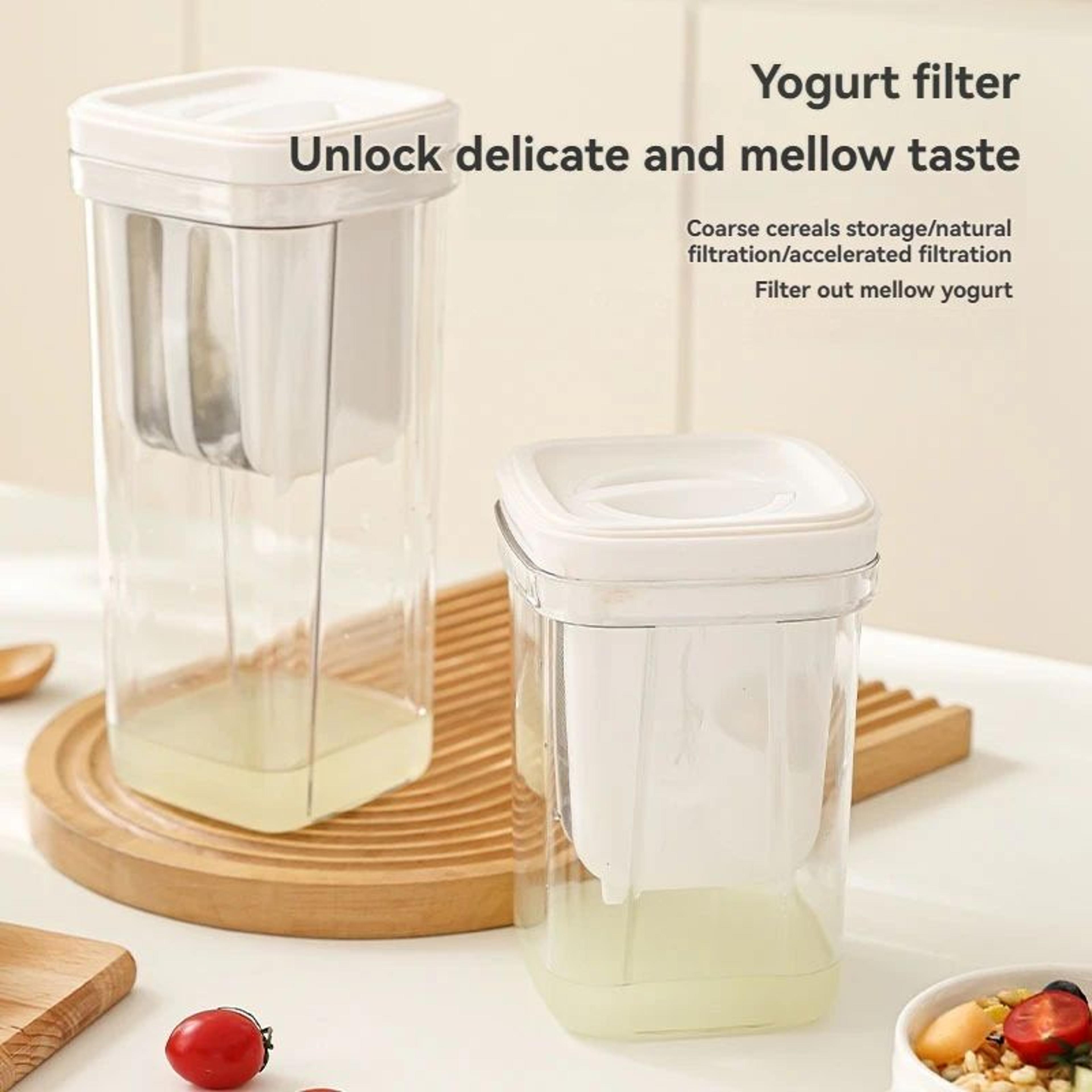 greek yogurt strainer maker with storage container and whey separator