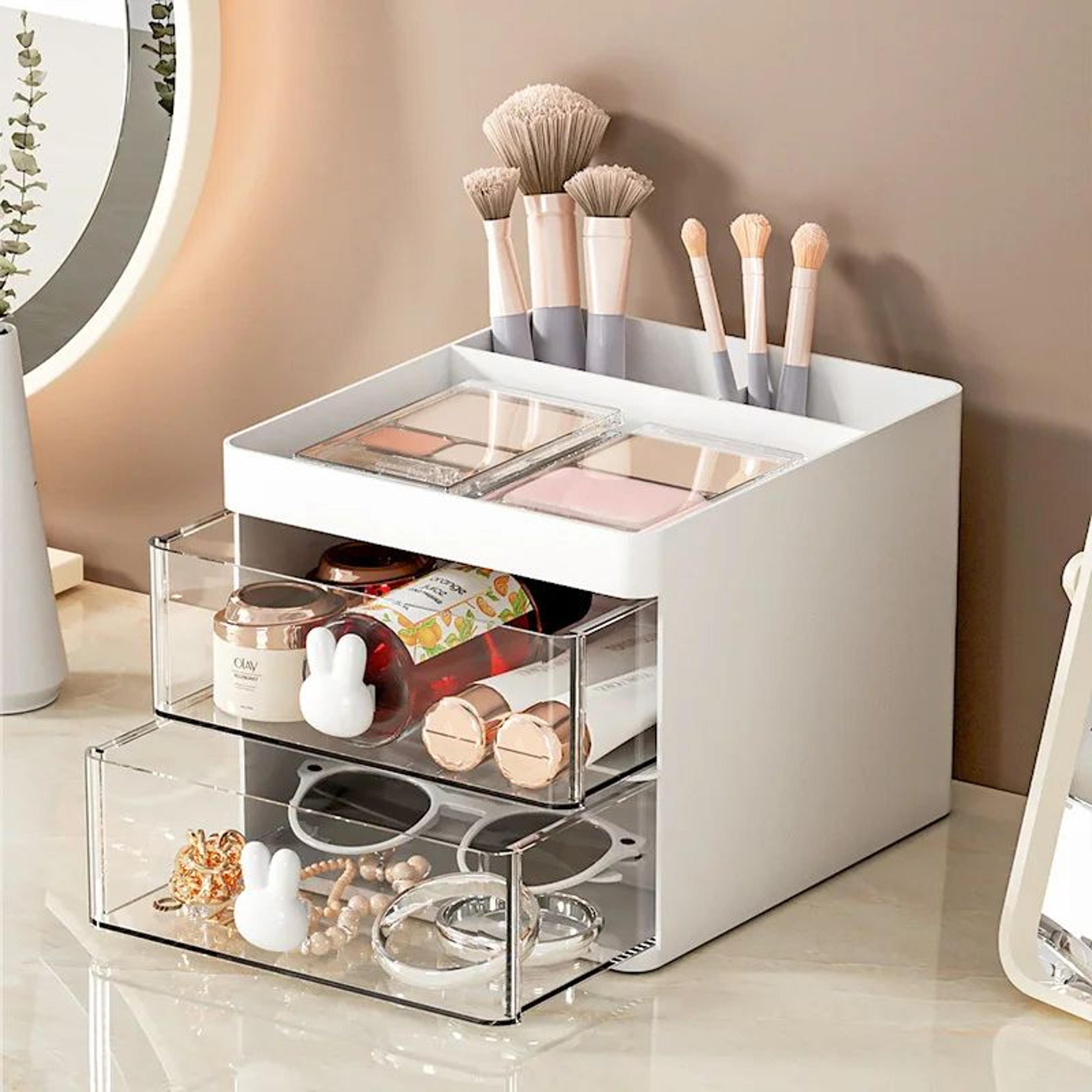 cute rabbit desk organizer pen holder with drawer storage