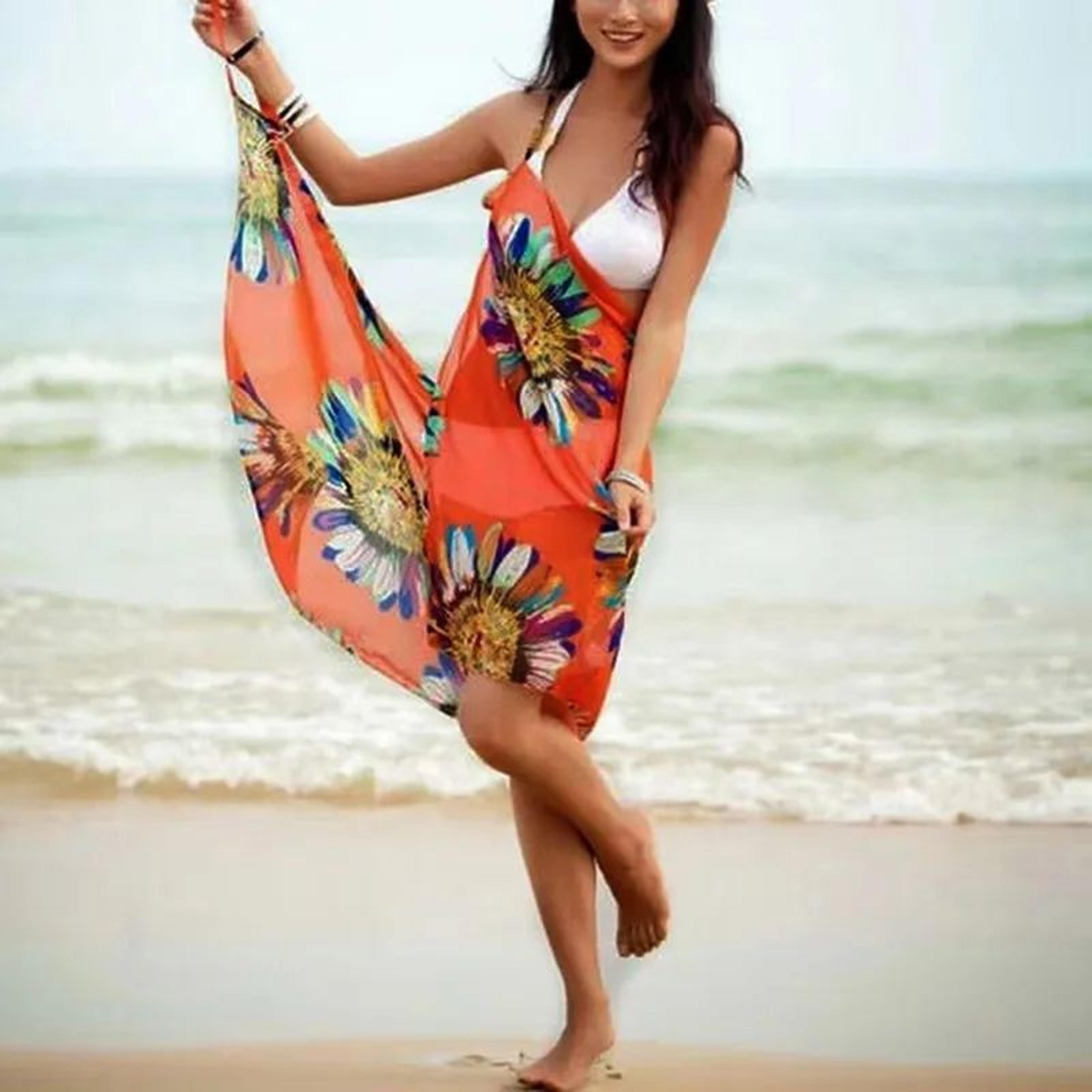 womens chiffon beach cover up halter bikini wrap lightweight swim dress