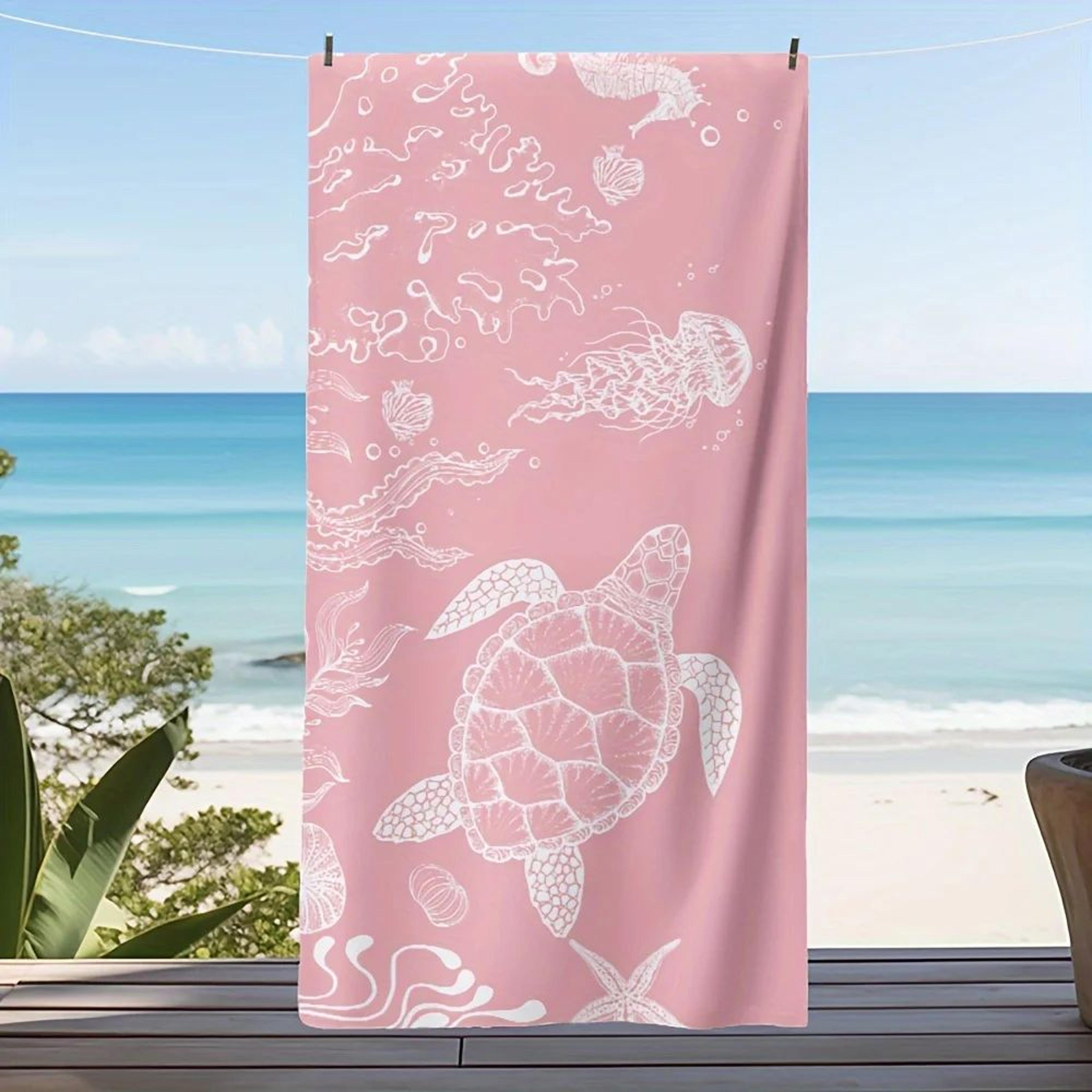 cute turtle beach towel pink quick dry lightweight summer travel towel