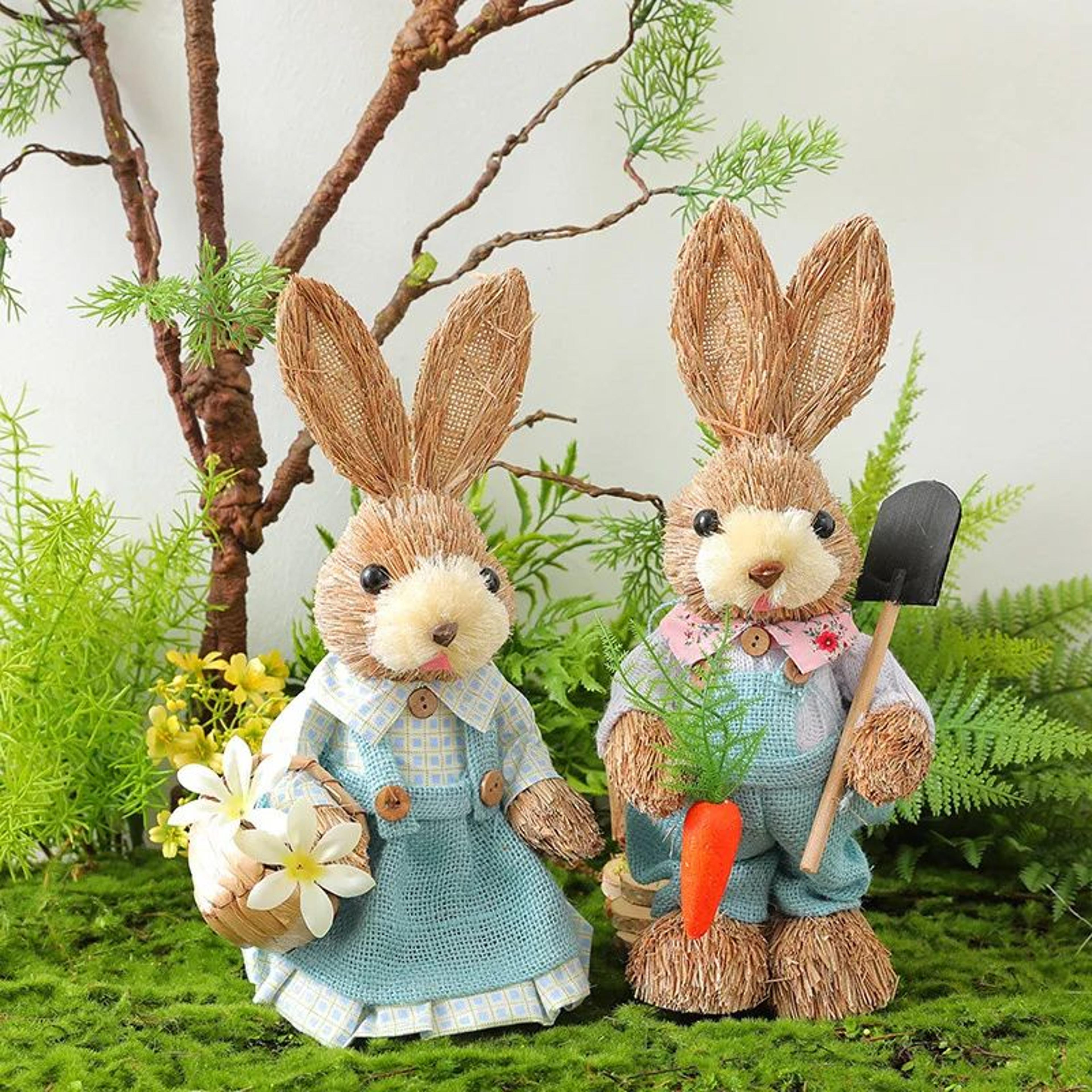 cute easter bunny decoration rustic rabbit figure for home decor