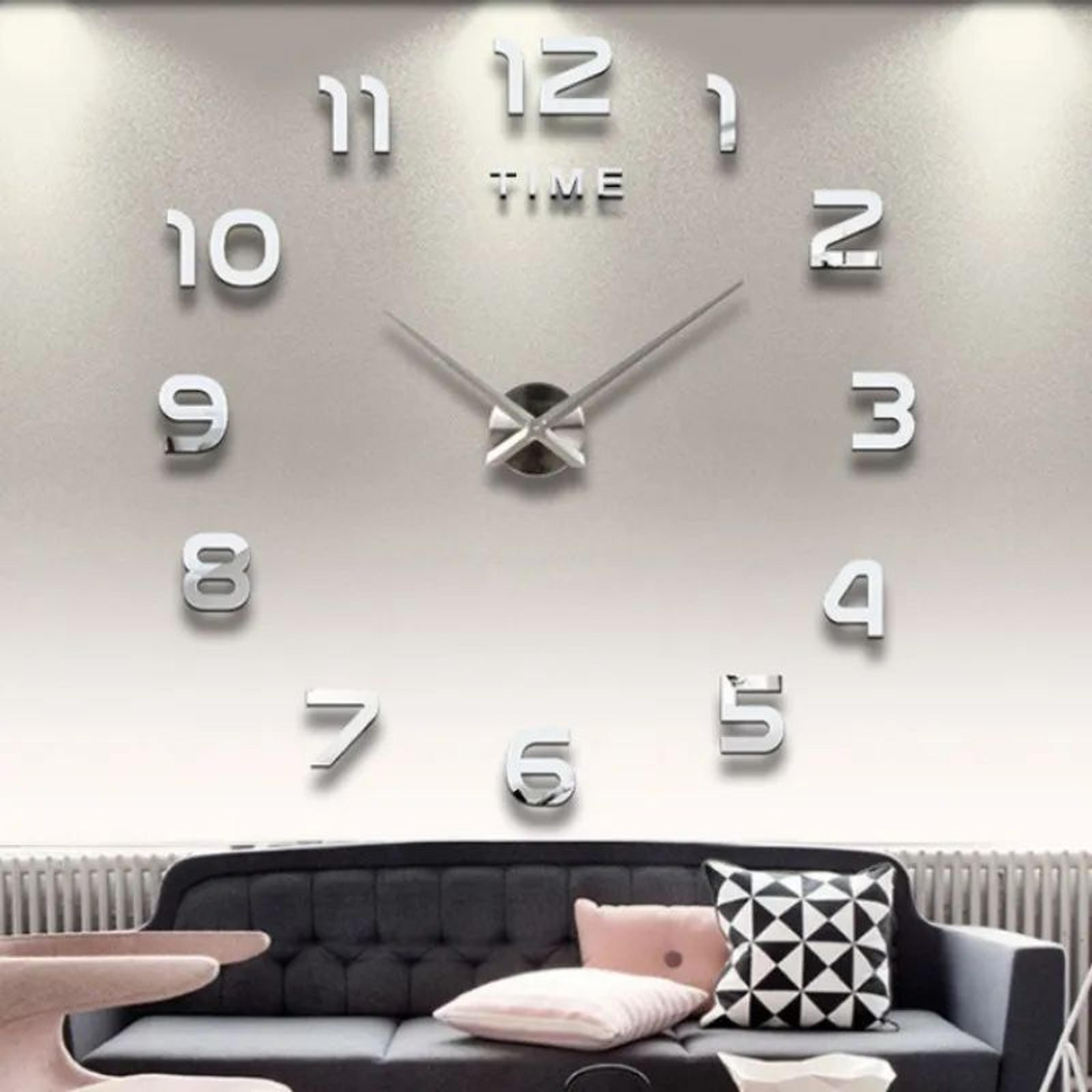 modern diy 3d wall clock with acrylic mirror stickers for living room decor