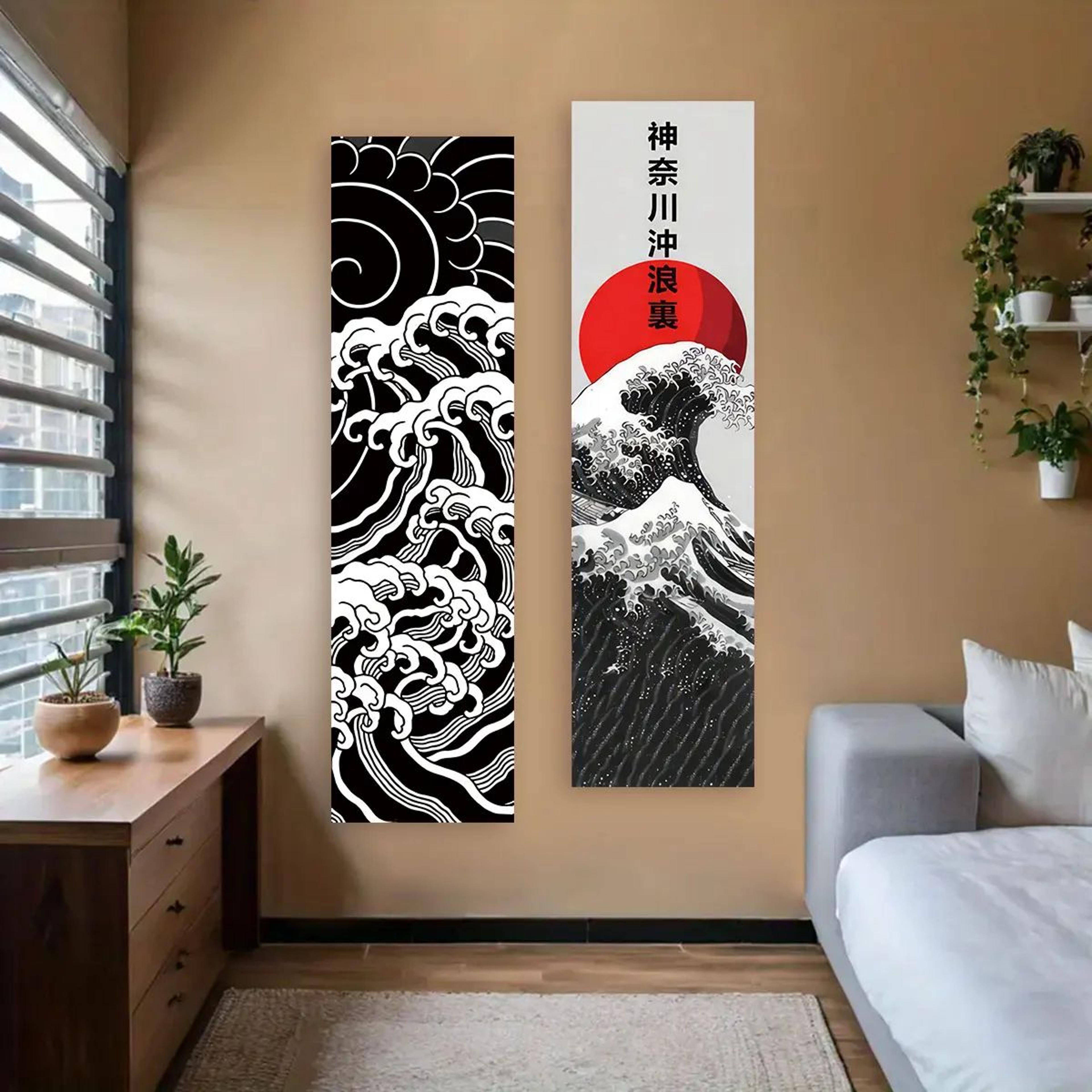 japanese great wave tapestry red sun ocean wall hanging