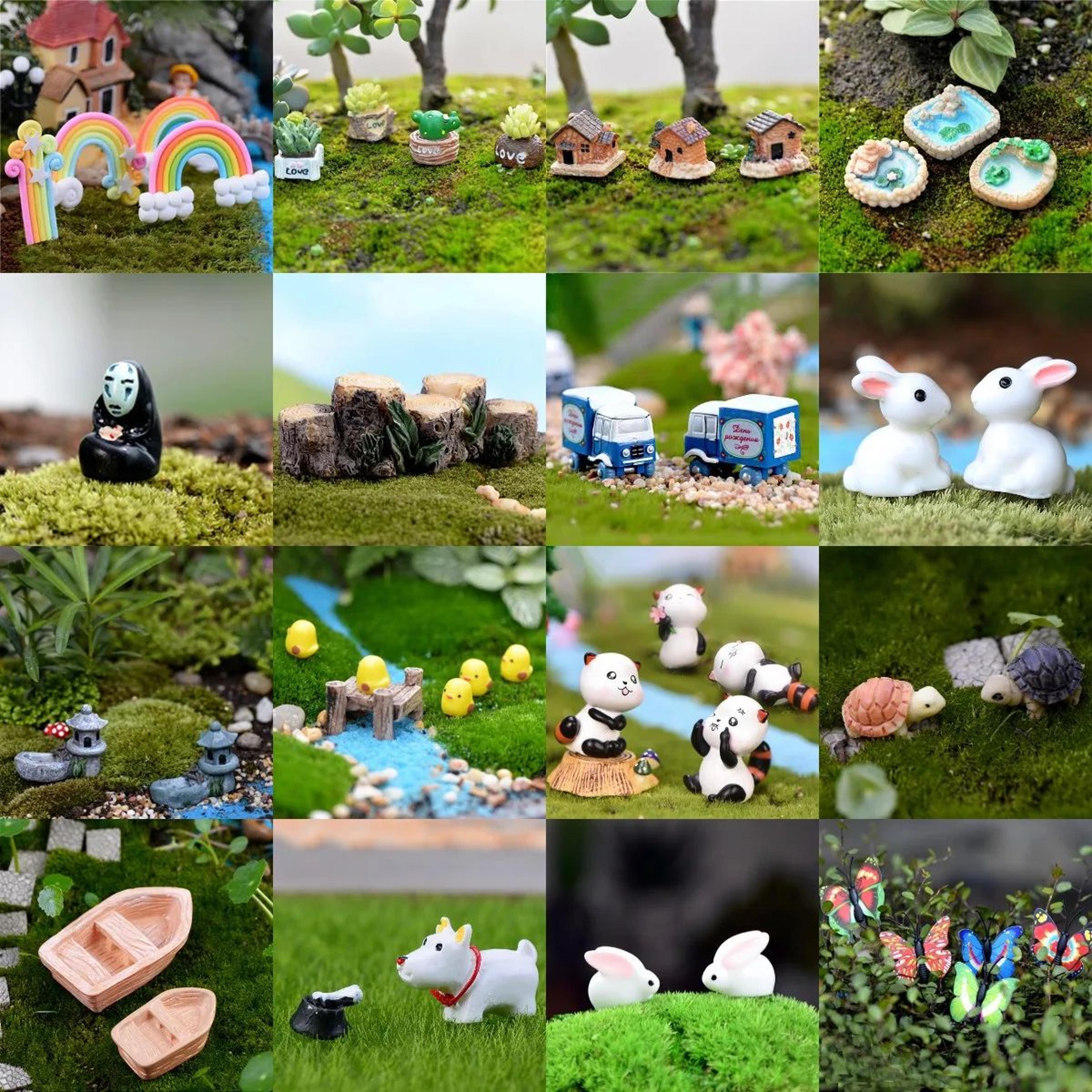 mini cute animal figurines fairy garden bonsai decor diy miniature set