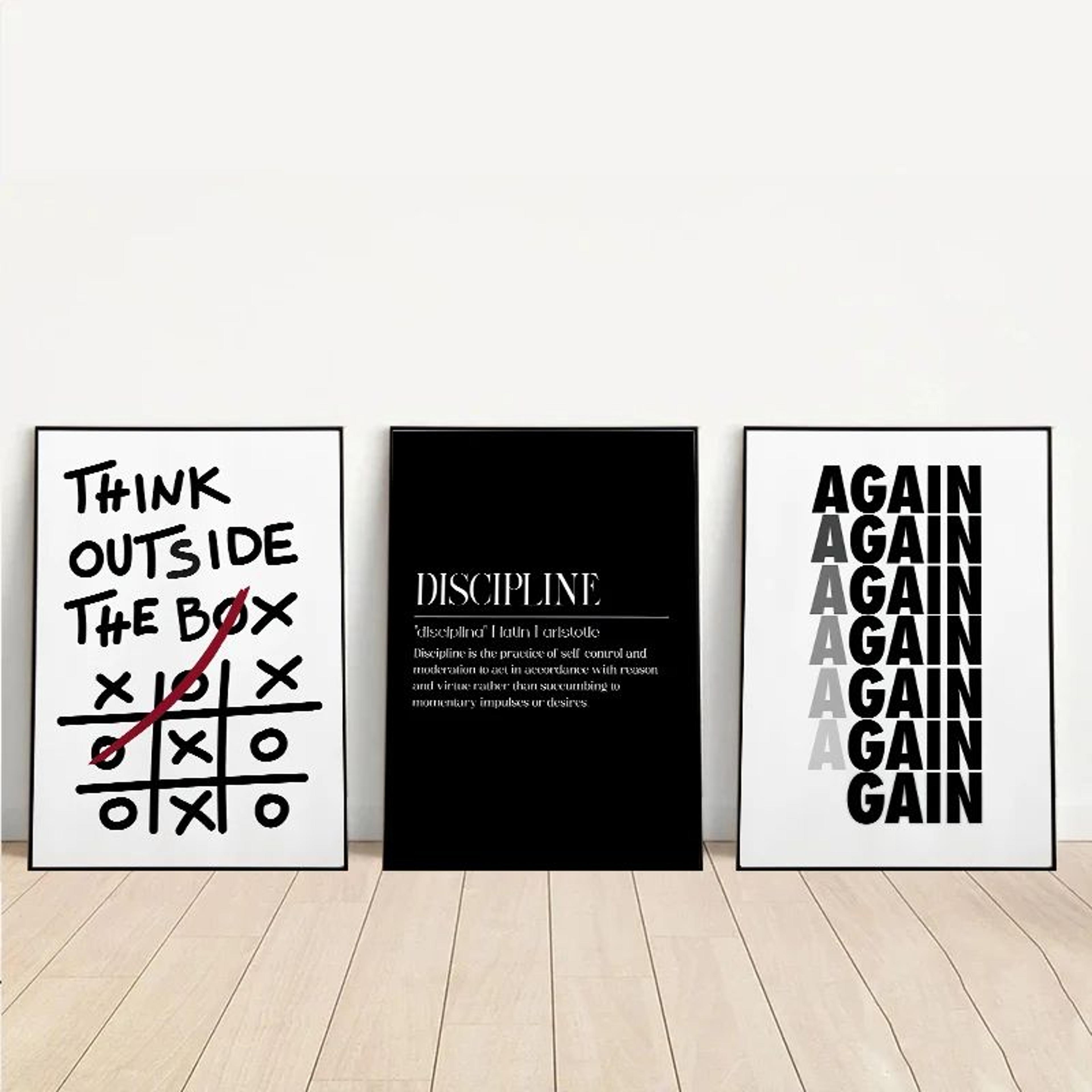 motivational quotes canvas wall art discipline poster for home and office decor