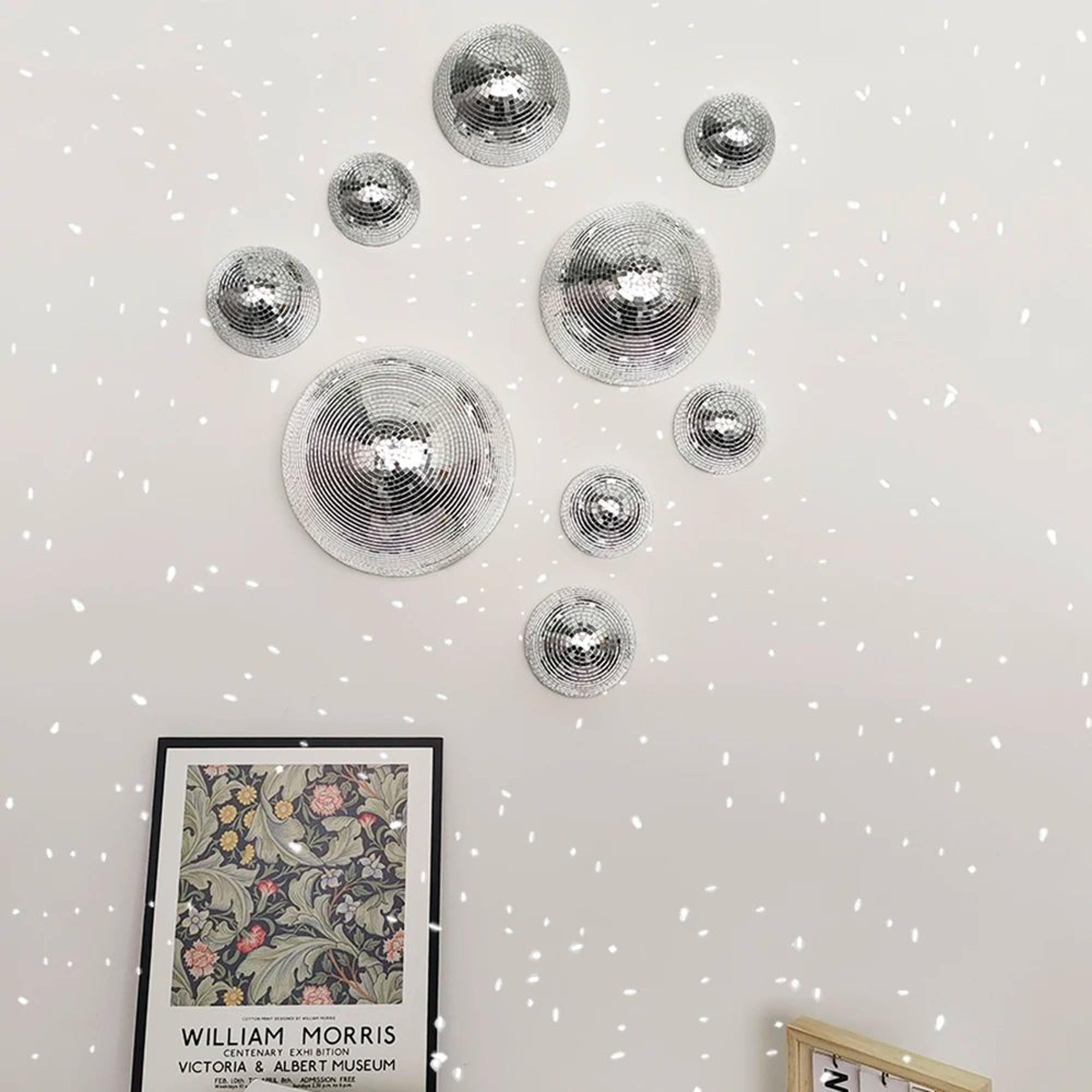 half disco ball wall mirror decor metallic reflective art for modern interiors